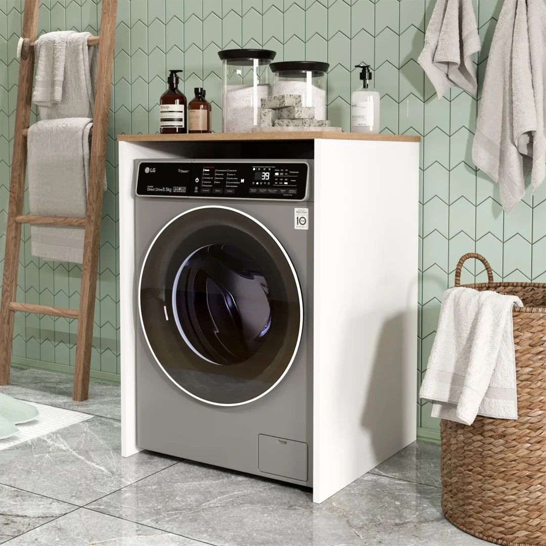 Шкаф за пералня Nord с кош за пране, бял ND10-SW – изображение 2