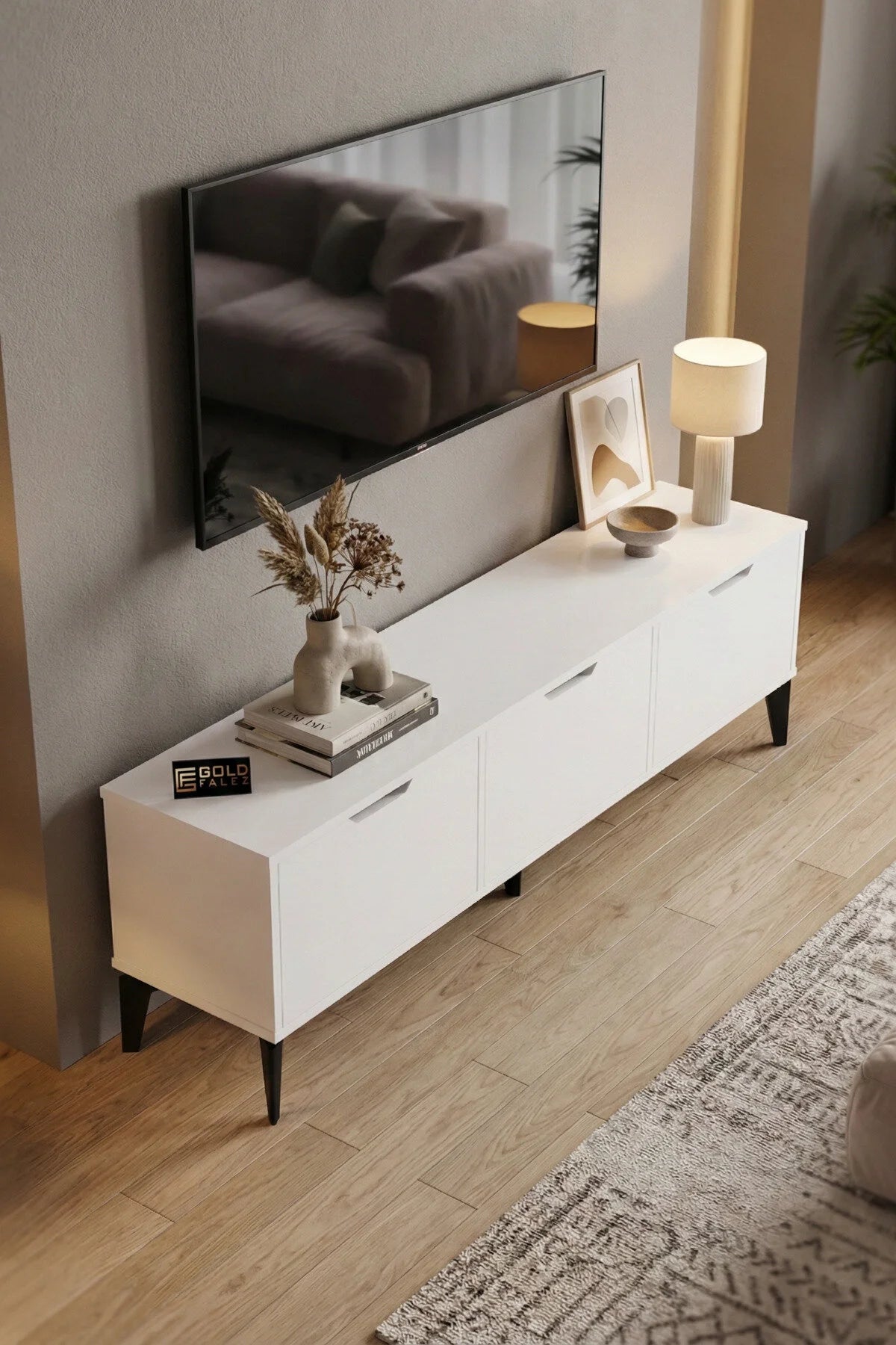 Поставка за телевизор Royal ПДЧ Бяла 160x35 – изображение 4