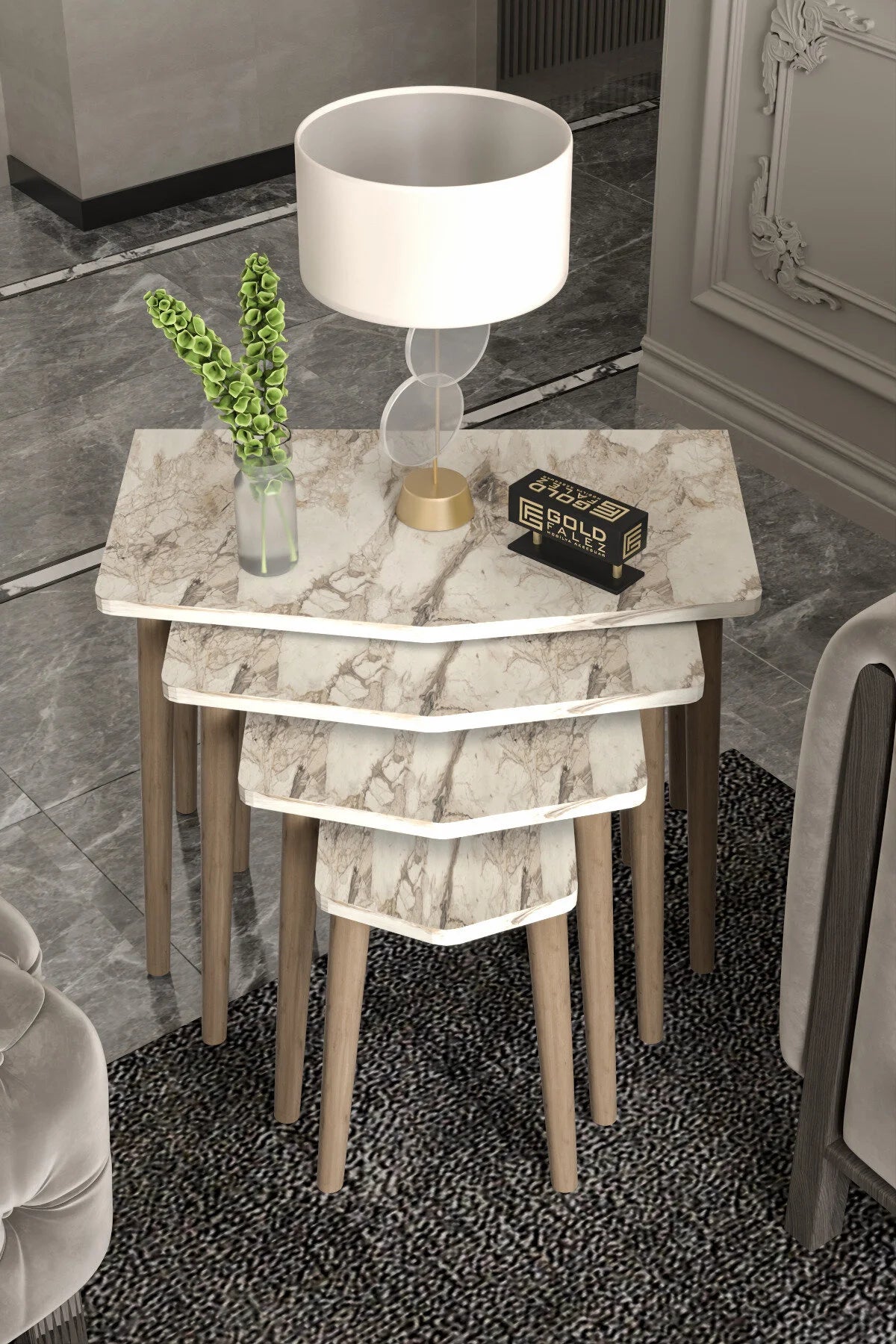 Холна маса Elya Nesting Екрю 4 бр – görsel 4