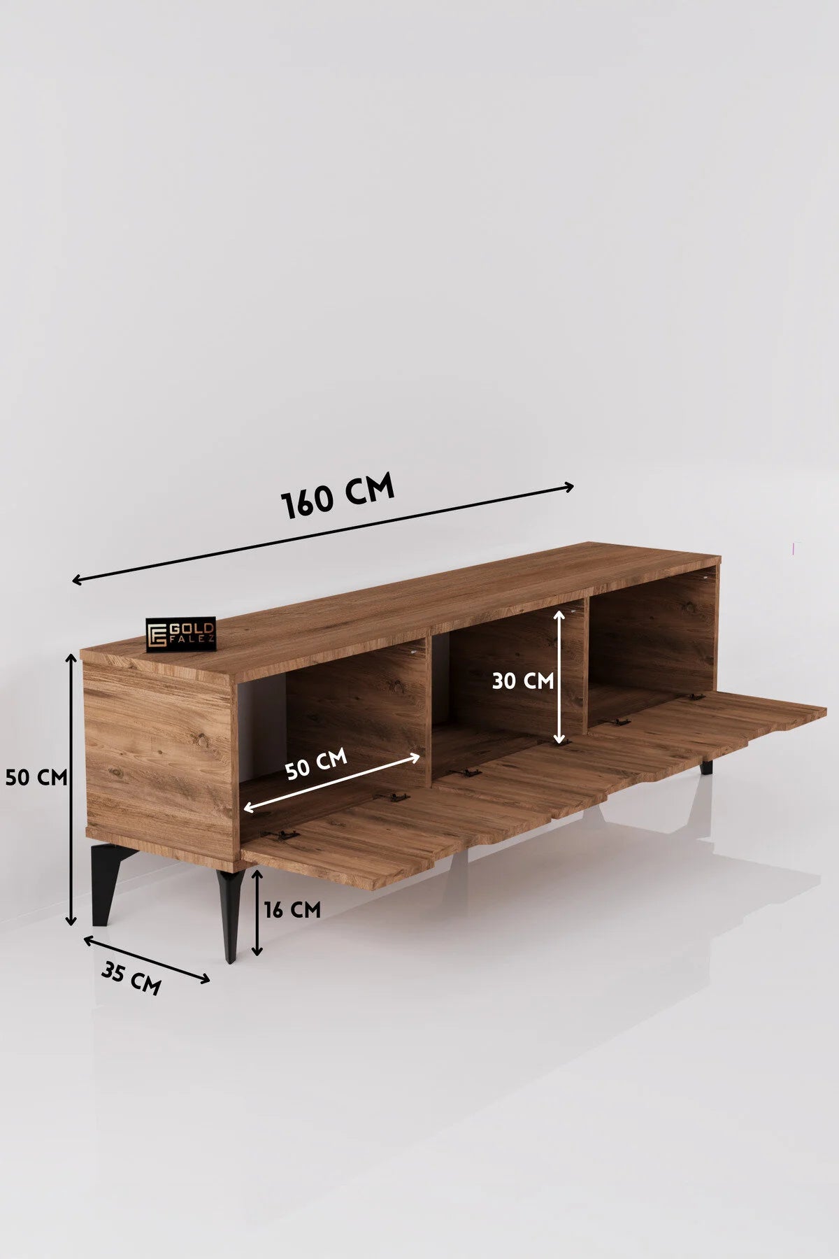 Поставка за телевизор Royal ПДЧ Кафяво 160x35 – görsel 3