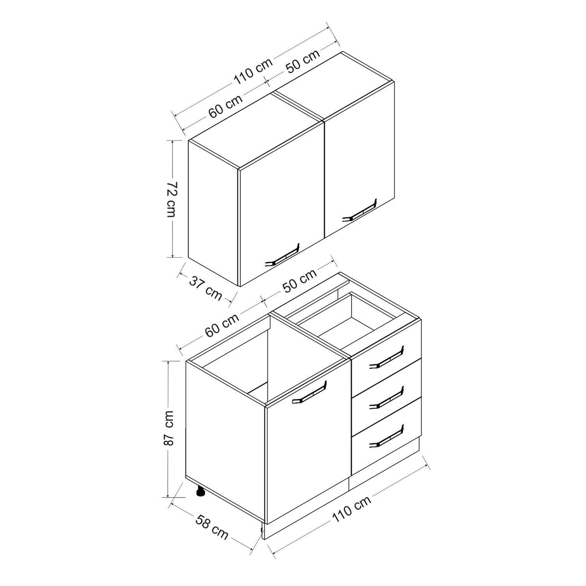 110 Cm Кухненски шкаф Бял 110-B1 – изображение 8