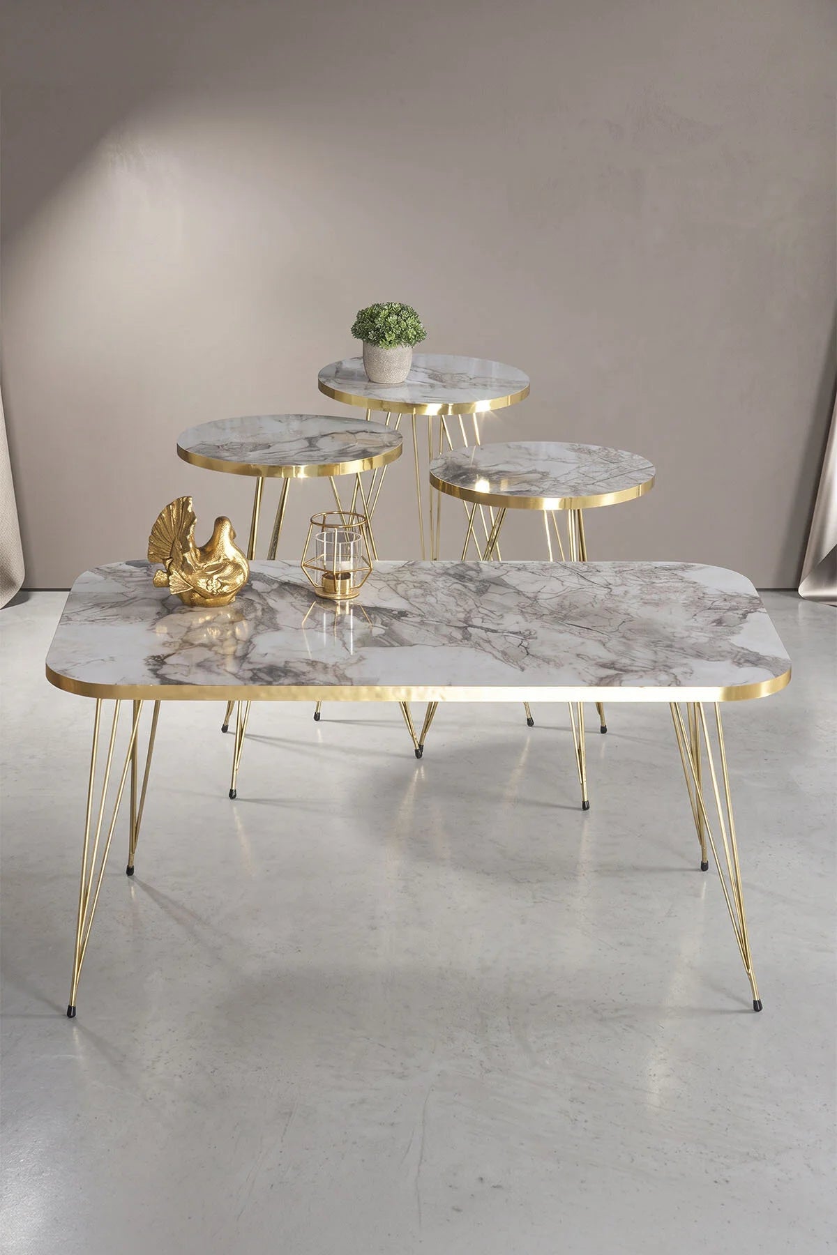 Холна маса Nesting и холна маса Kr комплект Gold Efes Тел – görsel 7