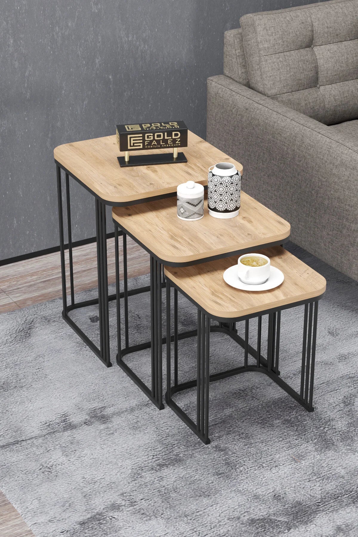 Маса за кафе Alize Nesting кафява 3 бр – görsel 4