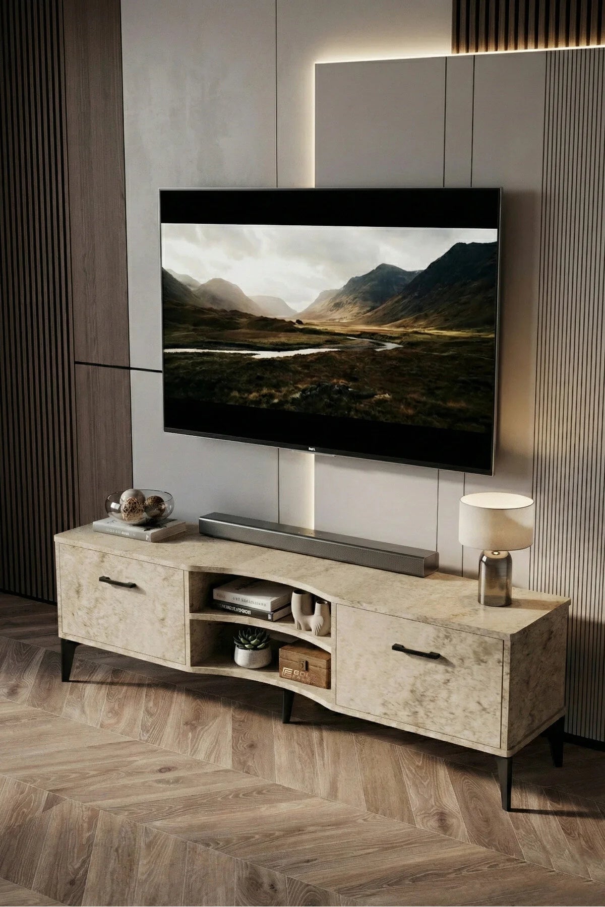 Стойка за телевизор Вера ПДЧ Екрю 160x35 – изображение 4