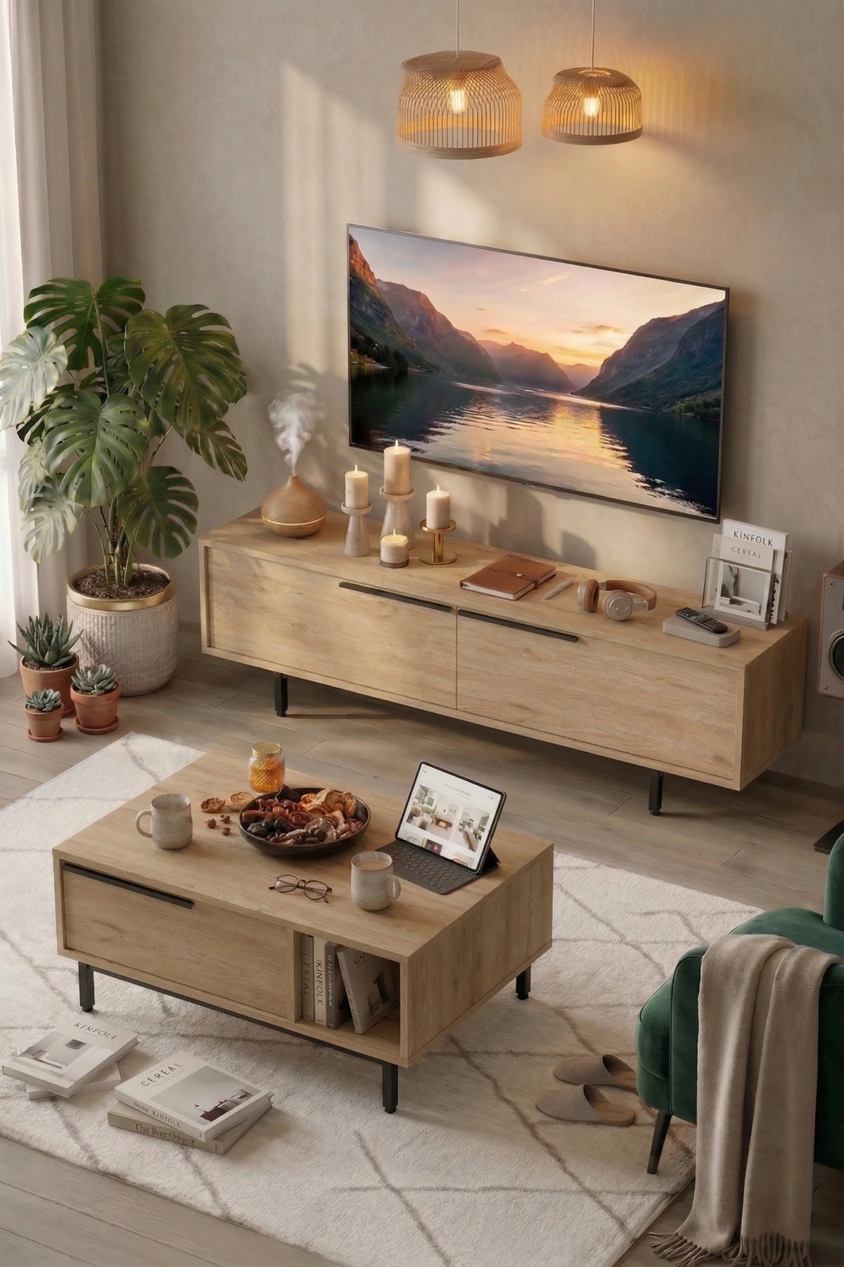Масичка за кафе Ocean TV модул Комплект от 2 кошници ON19-S