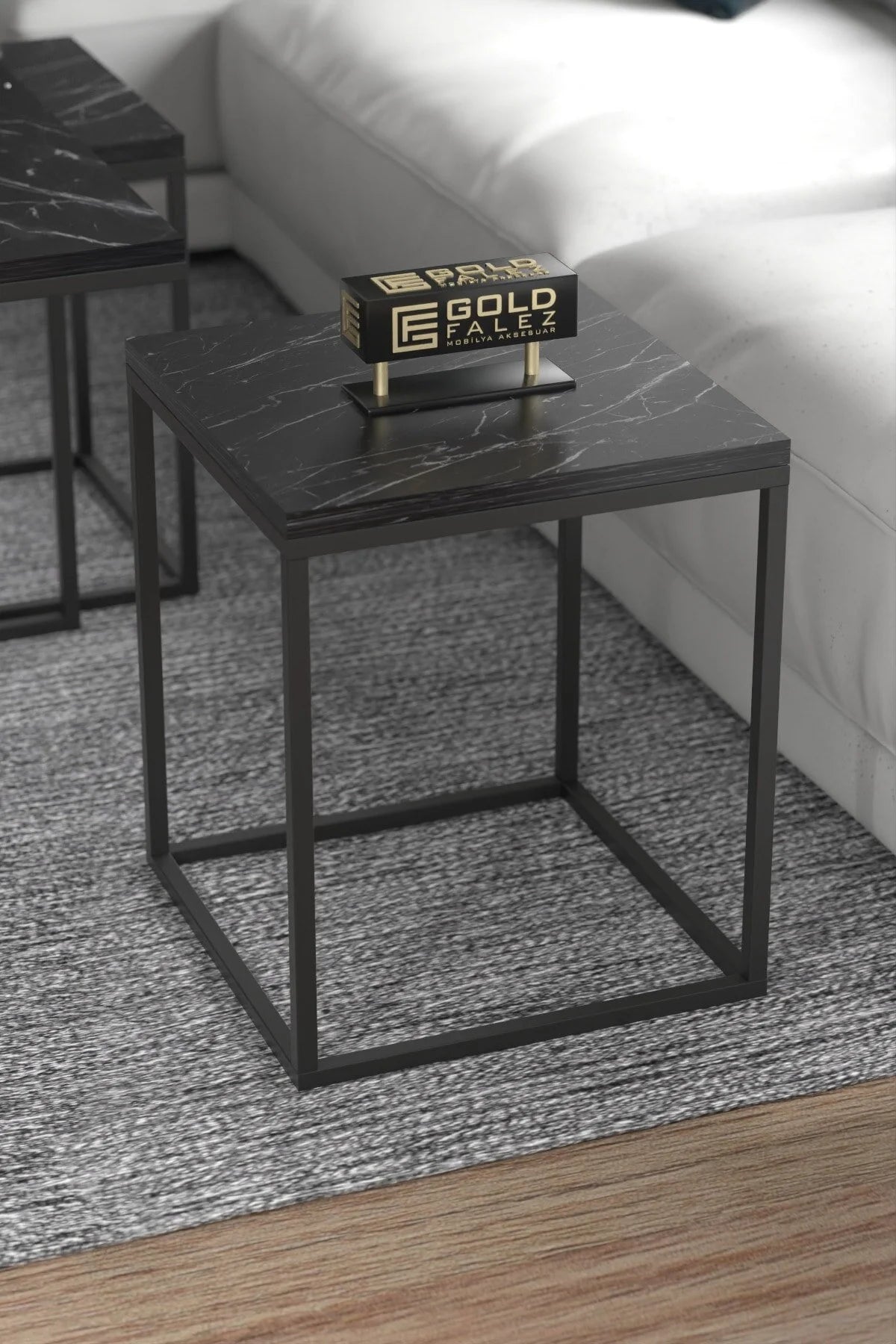 Златен комплект масичка за кафе Bendir Black от 5 части – изображение 4