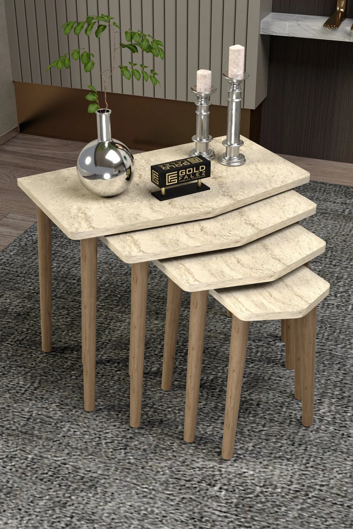 Маса Elya Nesting Сива от 4 части – görsel 5