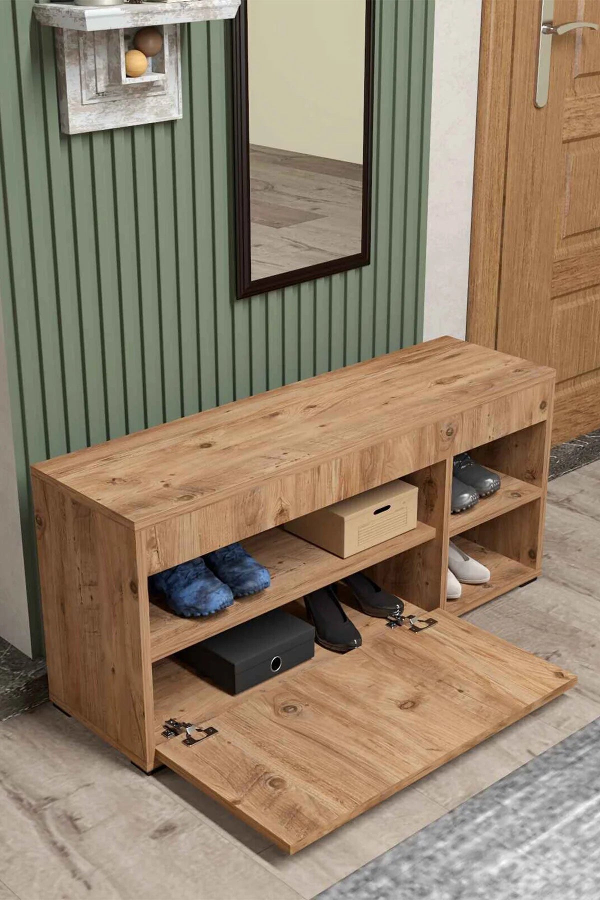 Шкаф за обувки Кафяв 90 cm – изображение 2