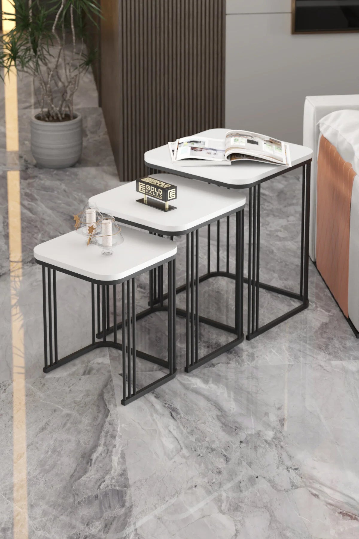 Маса за кафе Alize Nesting Бяла 3 бр