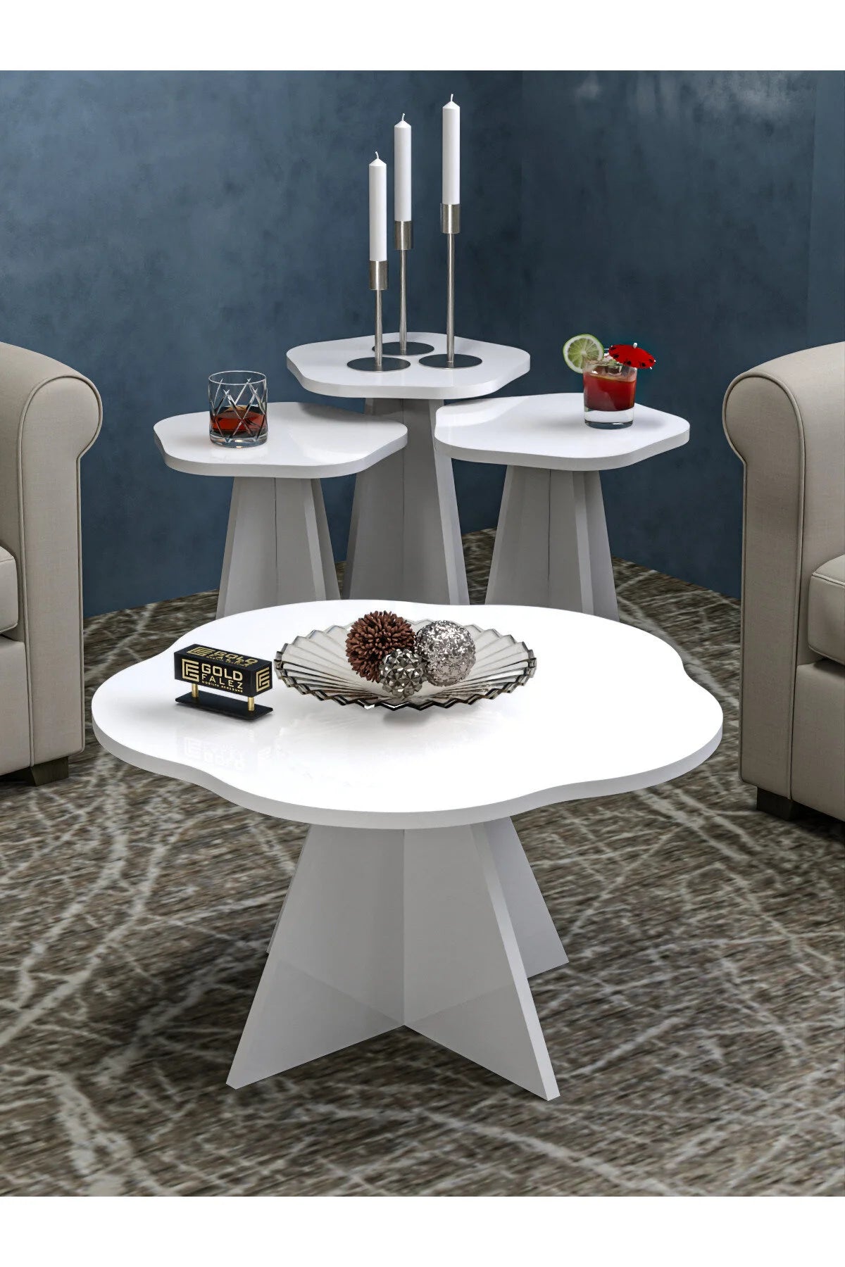 Комплект Холна Маса Цветя Бяла 4 Части