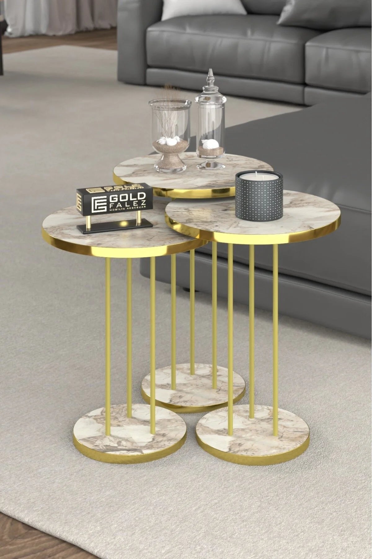 Комплект масички Gold Terra Efes Бял 3 бр – изображение 3