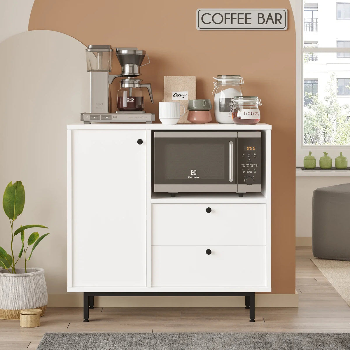 Серия Royce Coffee Corner Многофункционален шкаф Кухненски шкаф Бял – изображение 4