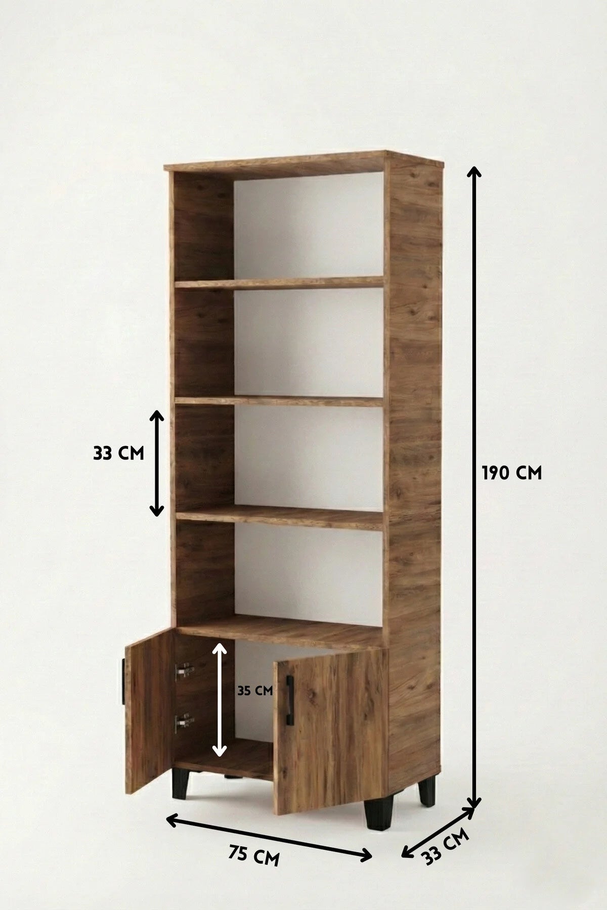 Многофункционална библиотека ПДЧ кафява 75x190 – изображение 2