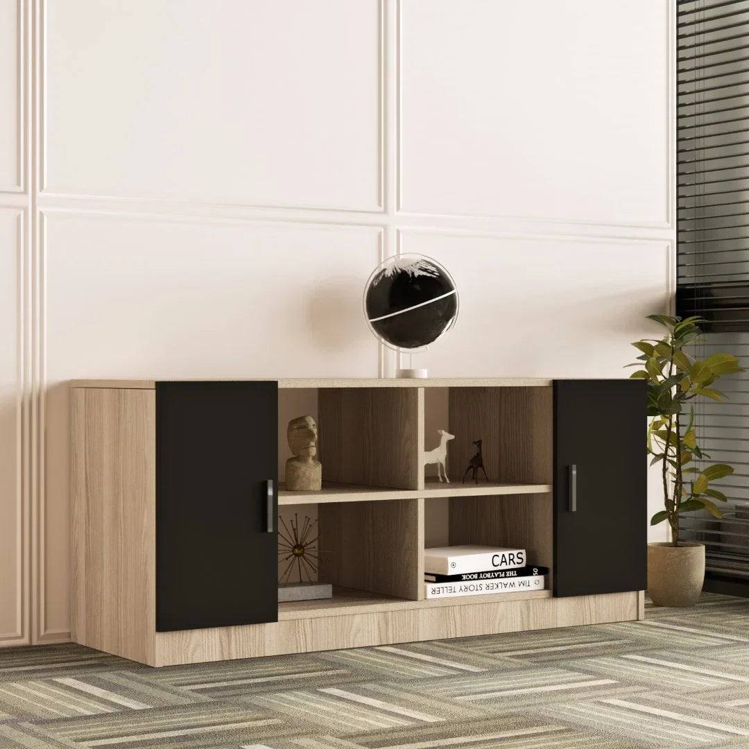 Vario F Офис шкаф за рафтове с капак дъб-черен – изображение 2