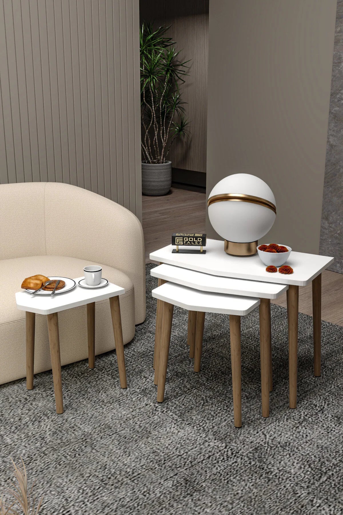 Маса за кафе Elya Nesting Бяла 4 бр – изображение 2