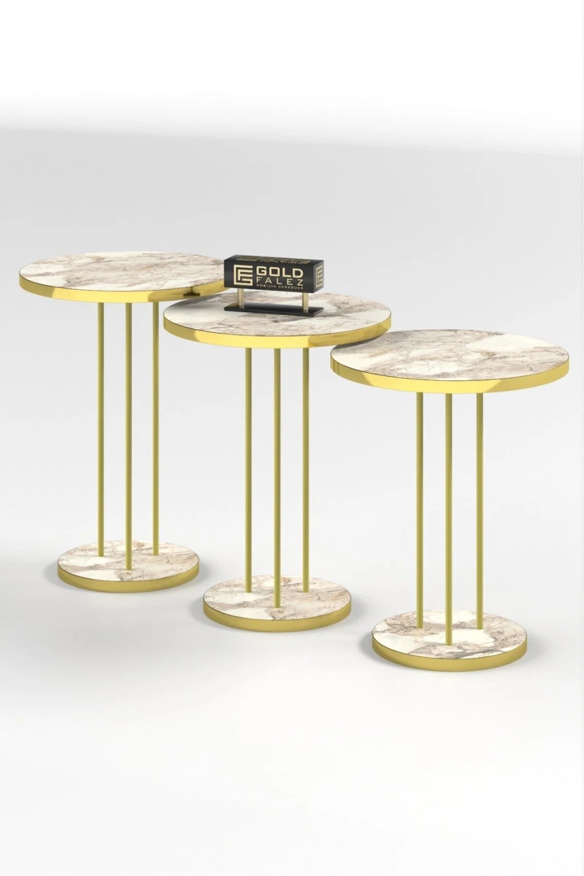 Комплект масички Gold Terra Efes Бял 3 бр – изображение 5