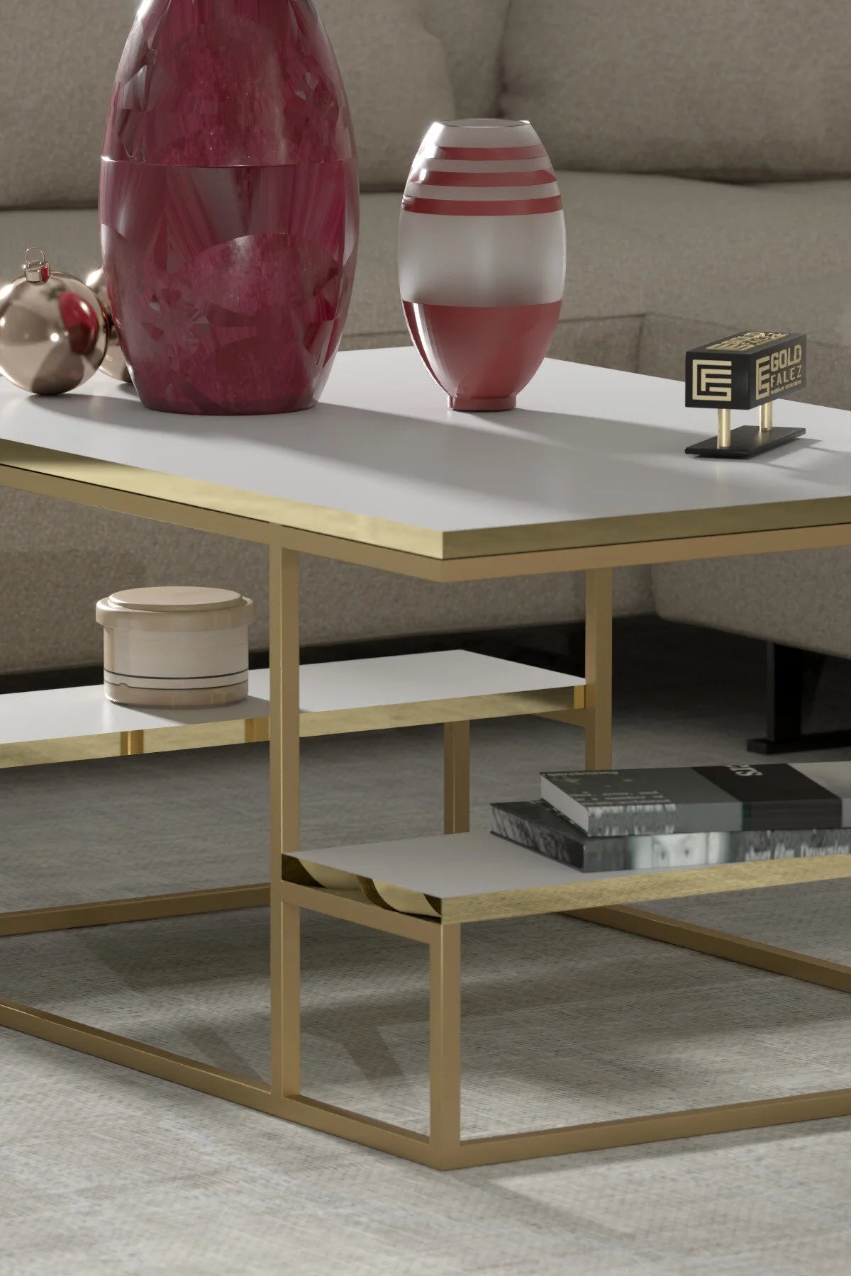 Холна маса Delux Gold White 90x60 cm – изображение 3