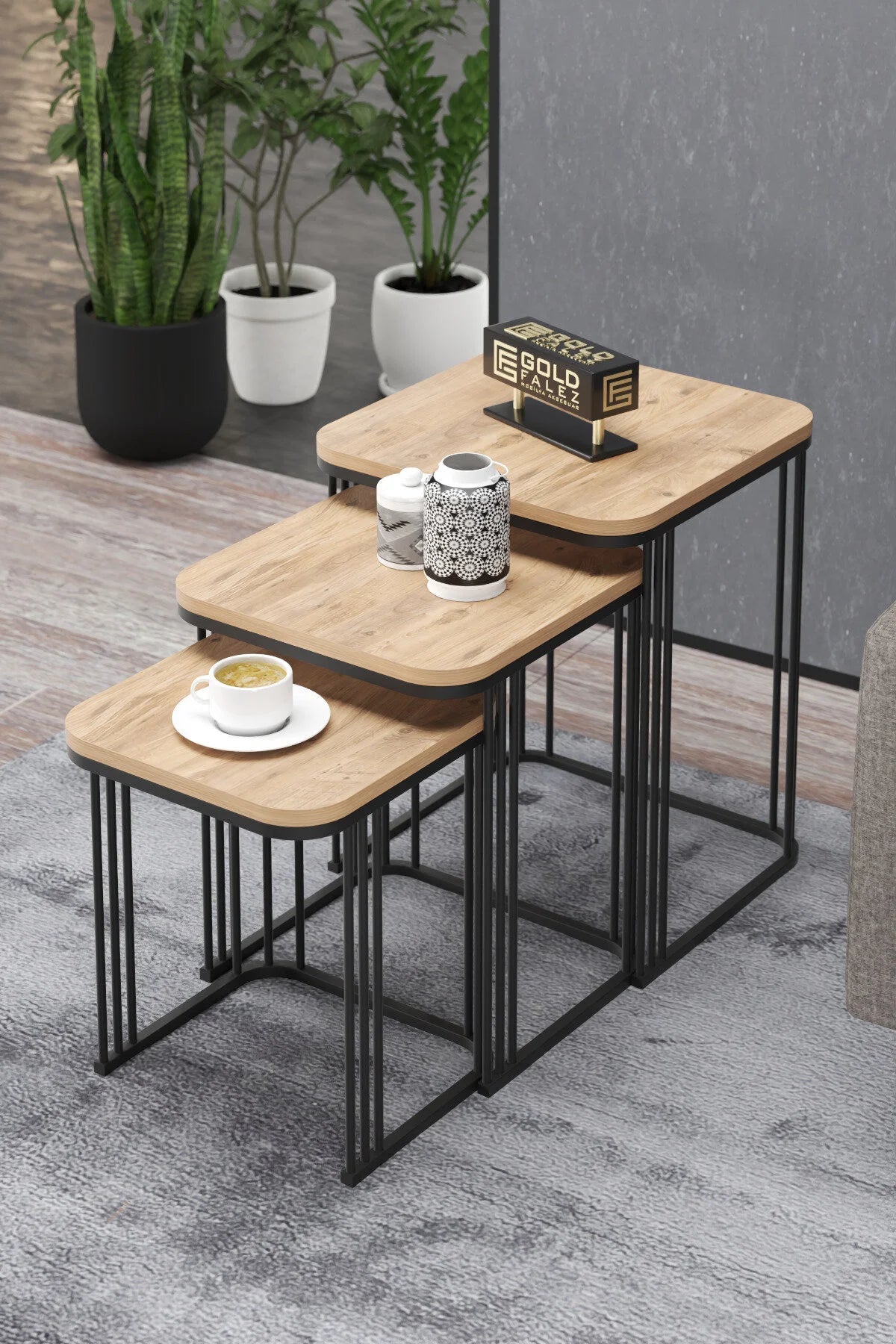 Маса за кафе Alize Nesting кафява 3 бр – görsel 5