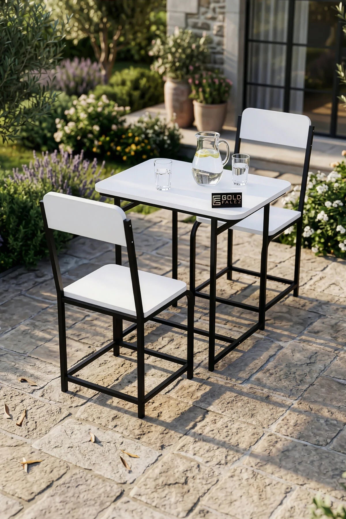 Малък стол с метални крака ПДЧ White – изображение 2
