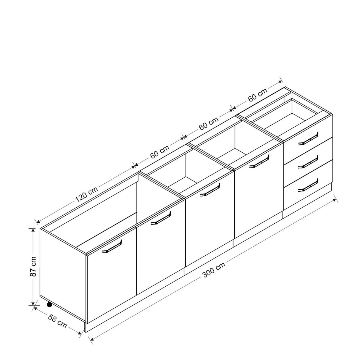 300 Cm Кухненски шкаф Бял 300-B3 – изображение 8