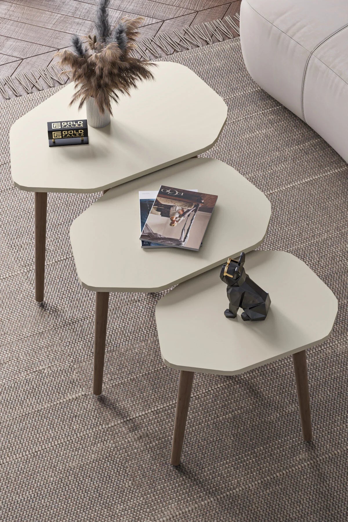 Маса за кафе Trio Nesting Екрю 3 бр – изображение 2