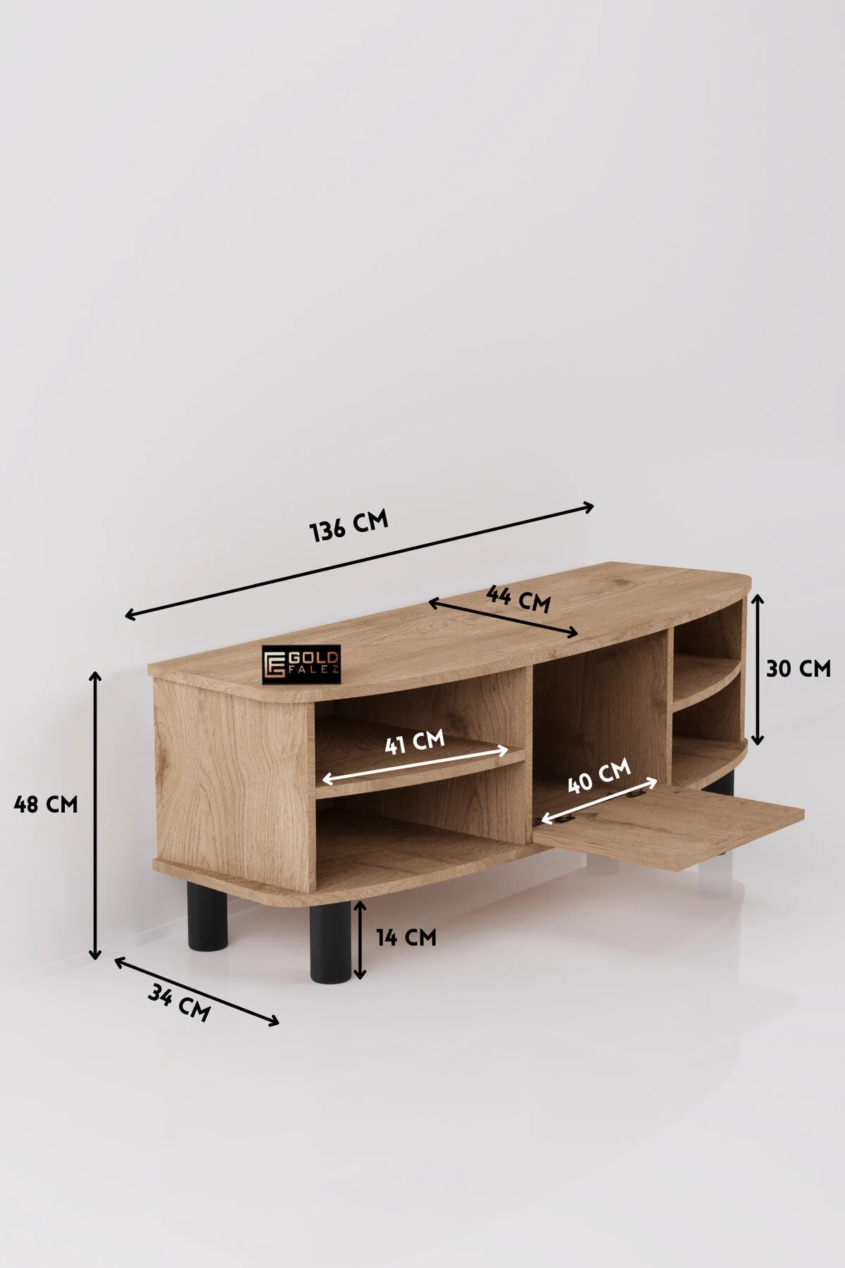 Стойка за телевизор Vienna ПДЧ бежово 136x44 cm – изображение 2