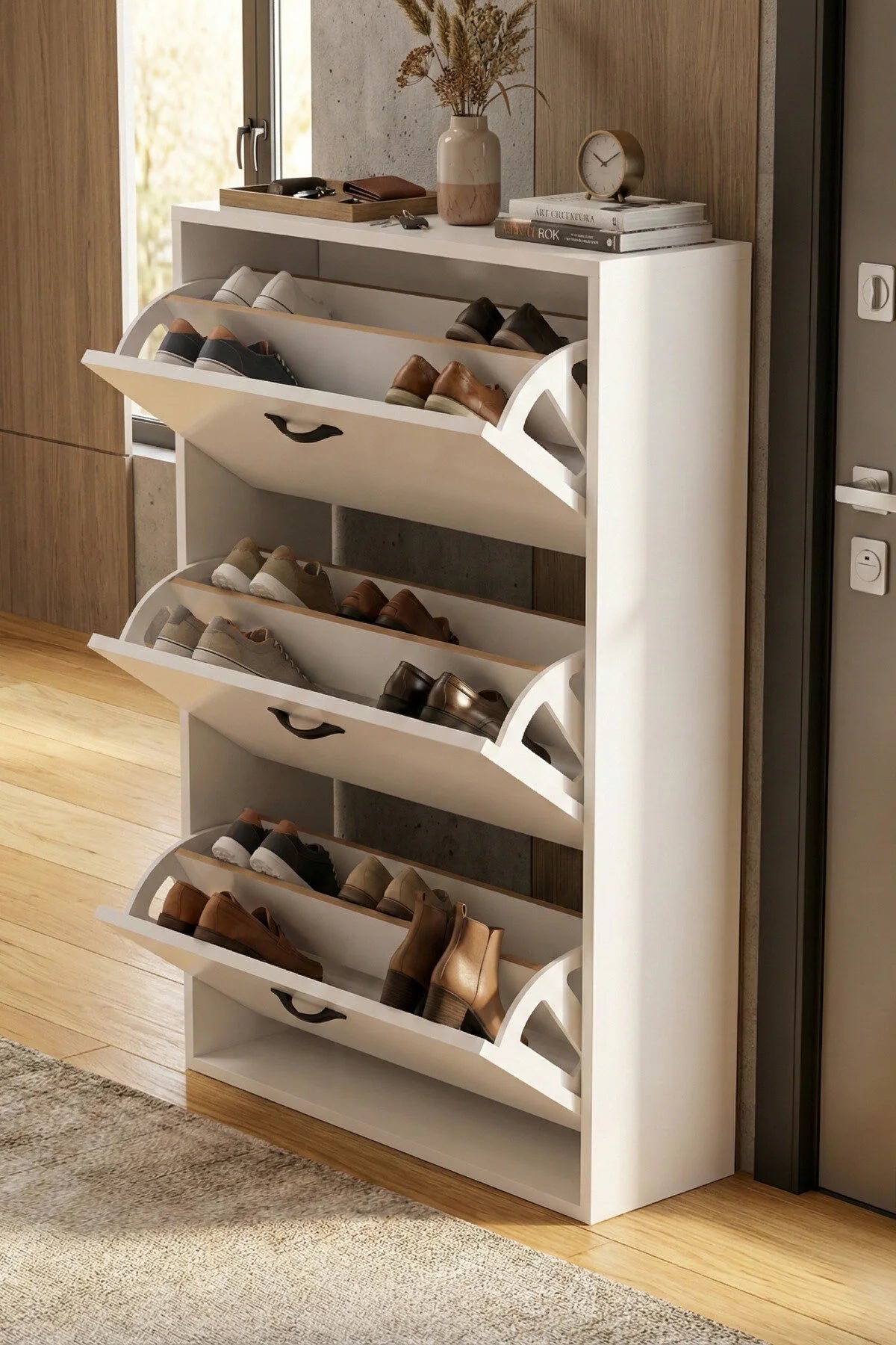 Покриваща се поставка за обувки Бяла 74 cm – görsel 4