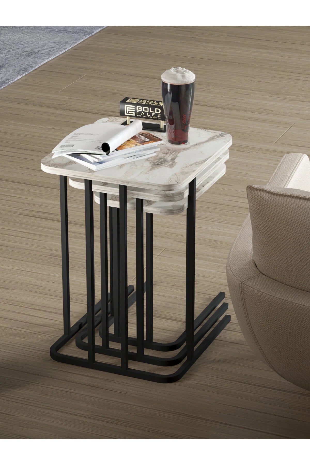 Маса за кафе Zino Nesting Екрю 3 бр – görsel 6