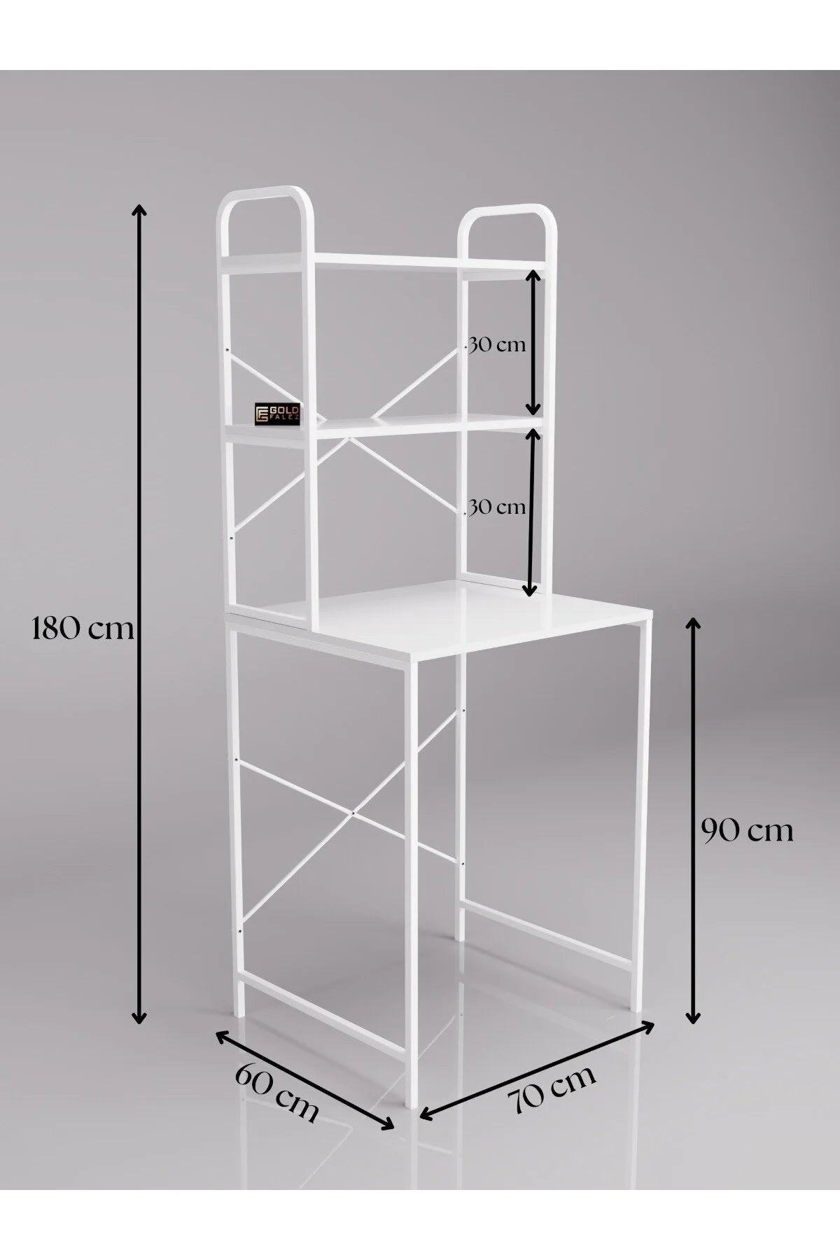 Горен рафт за пералня бял 70 cm – изображение 7