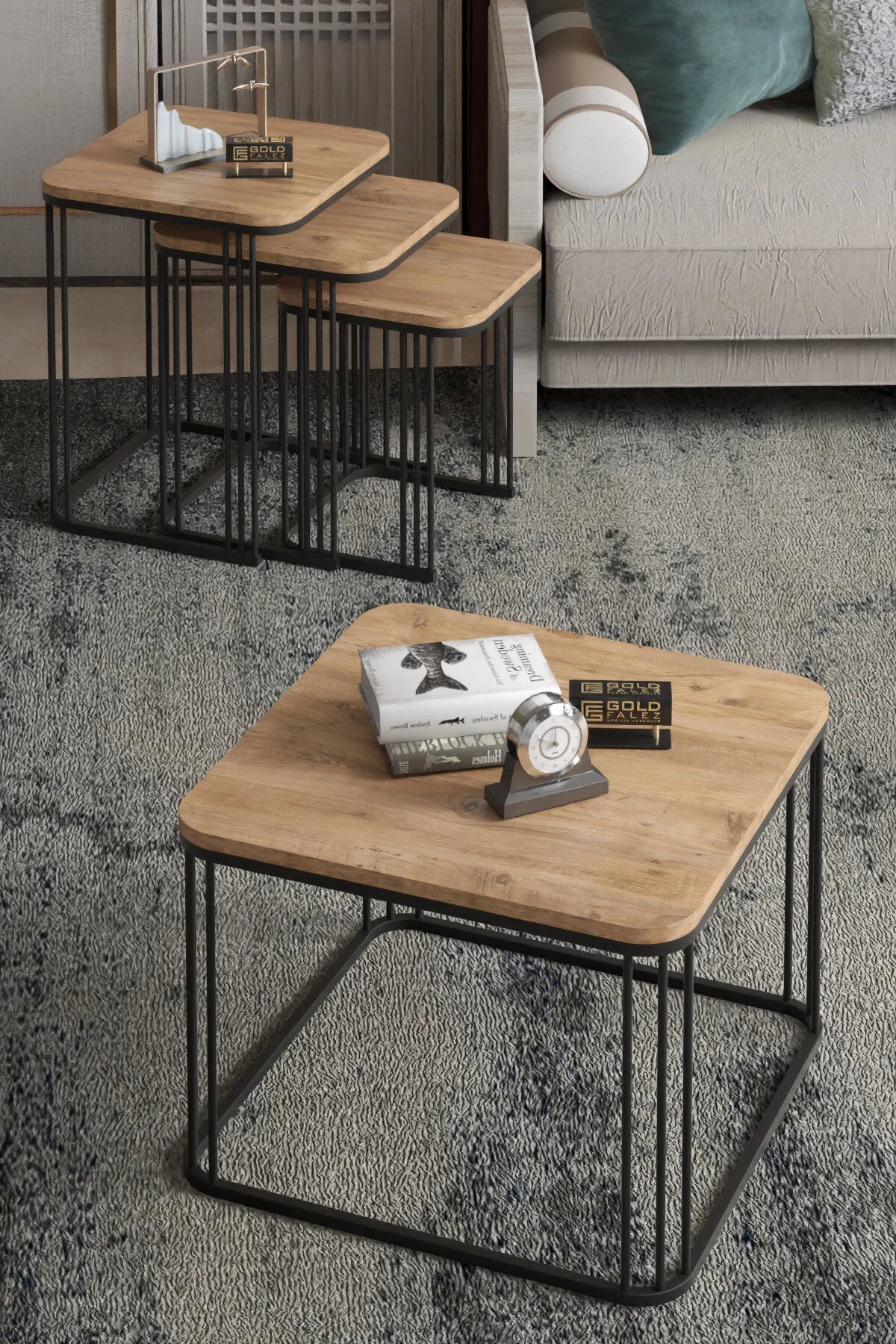 Комплект маси за кафе Alize Pine Brown 4 части – görsel 7