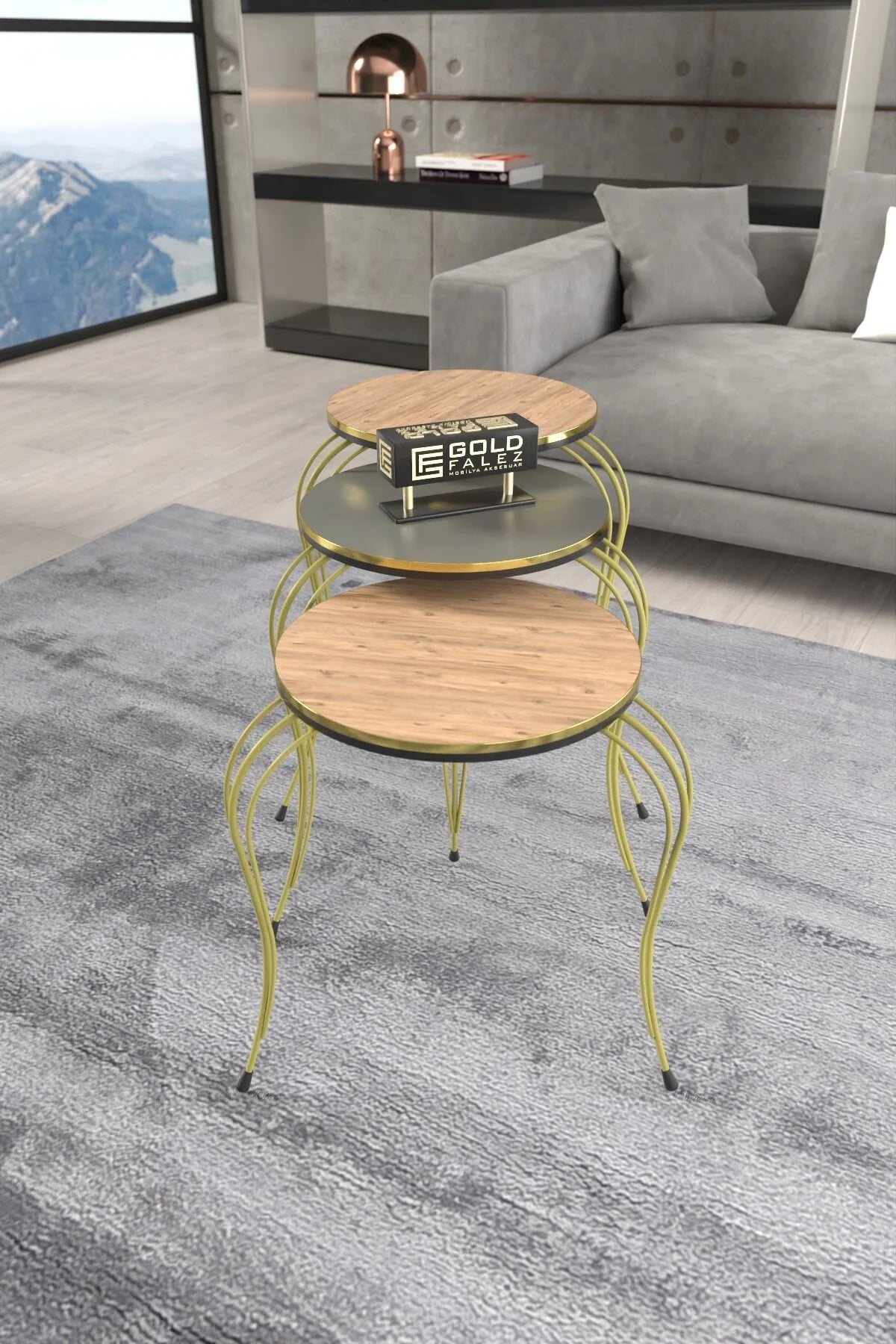 Маса за кафе Lükens Nesting антрацитно сиво – görsel 2