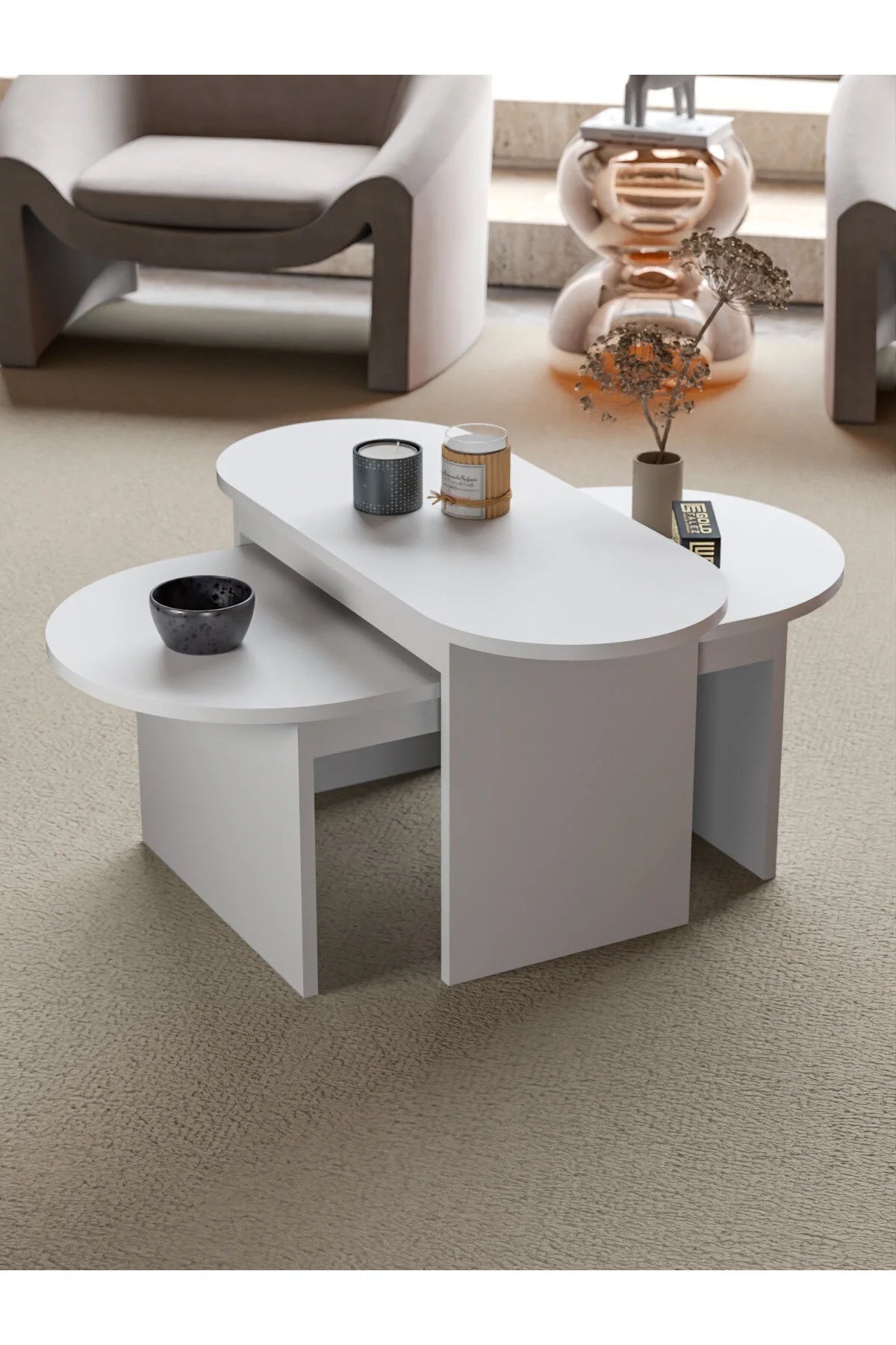 Setro Medium Nesting Table комплект Бяла 100x50 – görsel 5