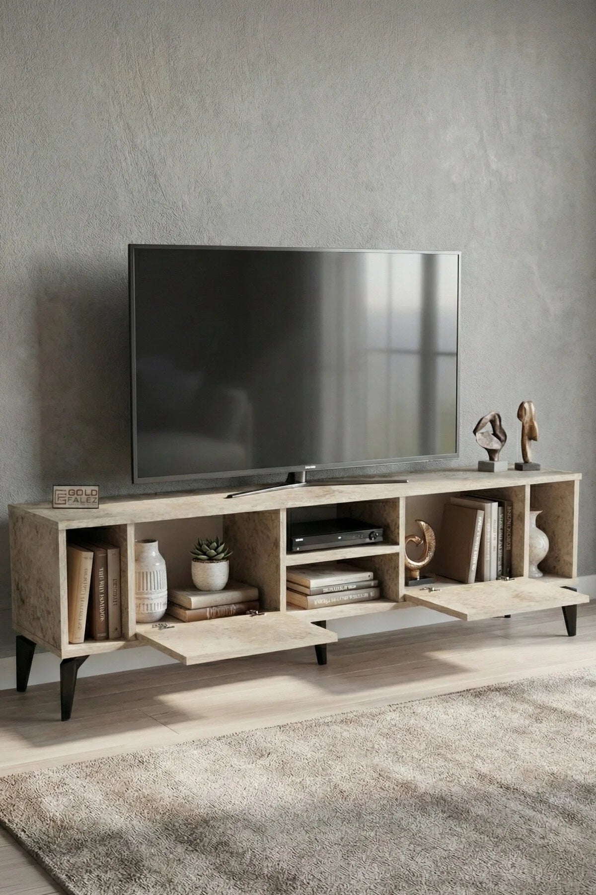 Поставка за телевизор Linya ПДЧ Екрю 160x35 cm – görsel 3