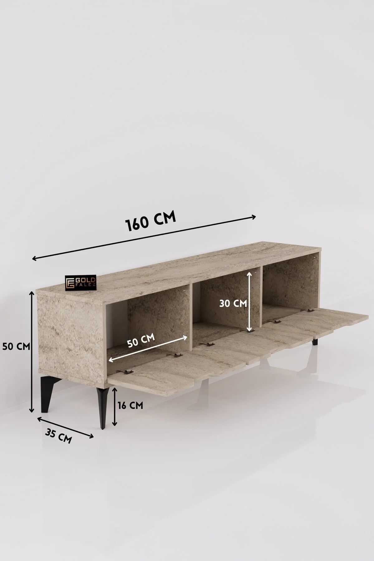 Поставка за телевизор Royal ПДЧ Екрю 160x35 – изображение 2