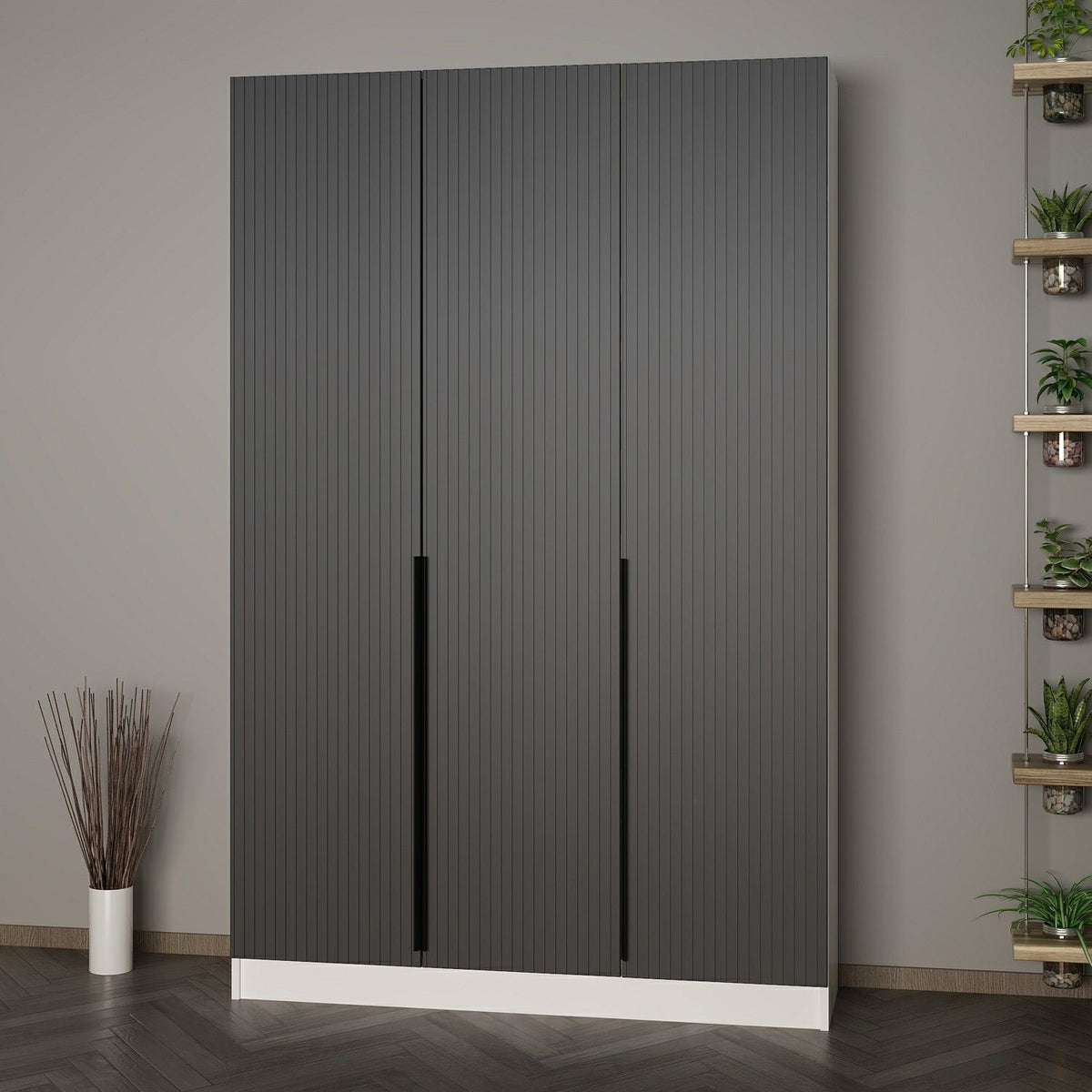 Kale 210 Cm 3 врати 1B рафт за палта Byz Mbr Striped Ant – görsel 3