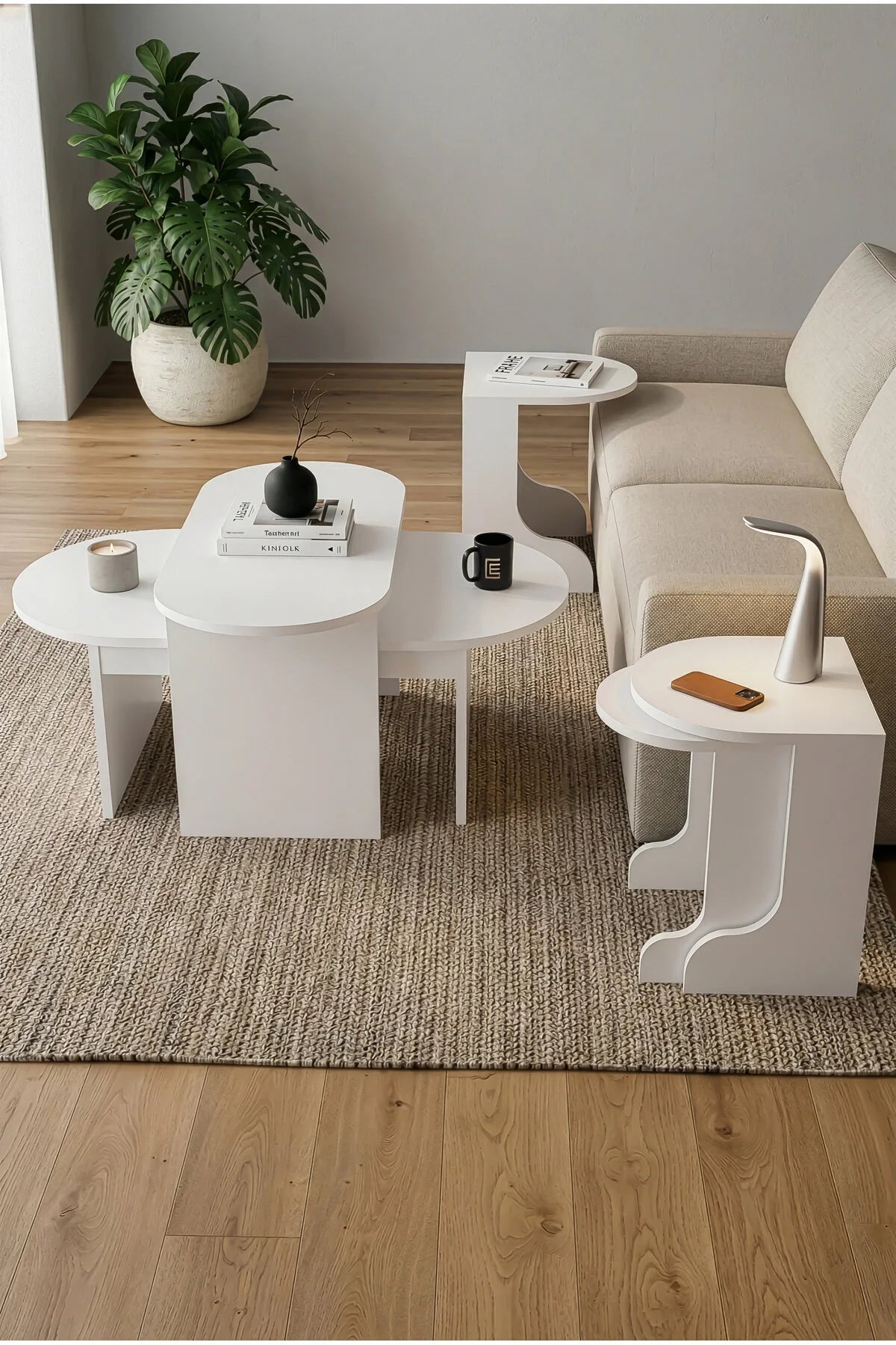 Setro Medium Nesting Table комплект Бяла 100x50 – görsel 2