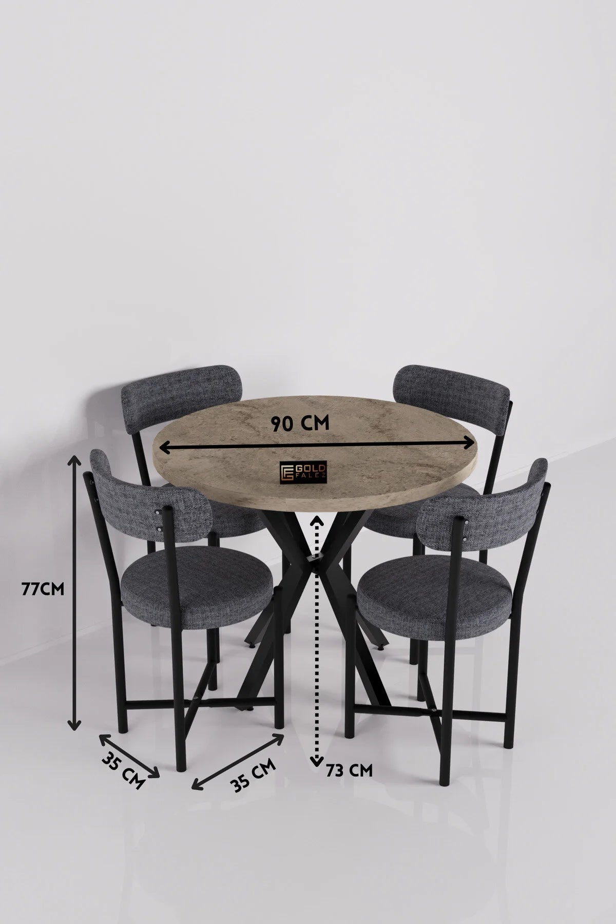 Комплект за маса Теди Екрю Антрацит 90 cm – изображение 6