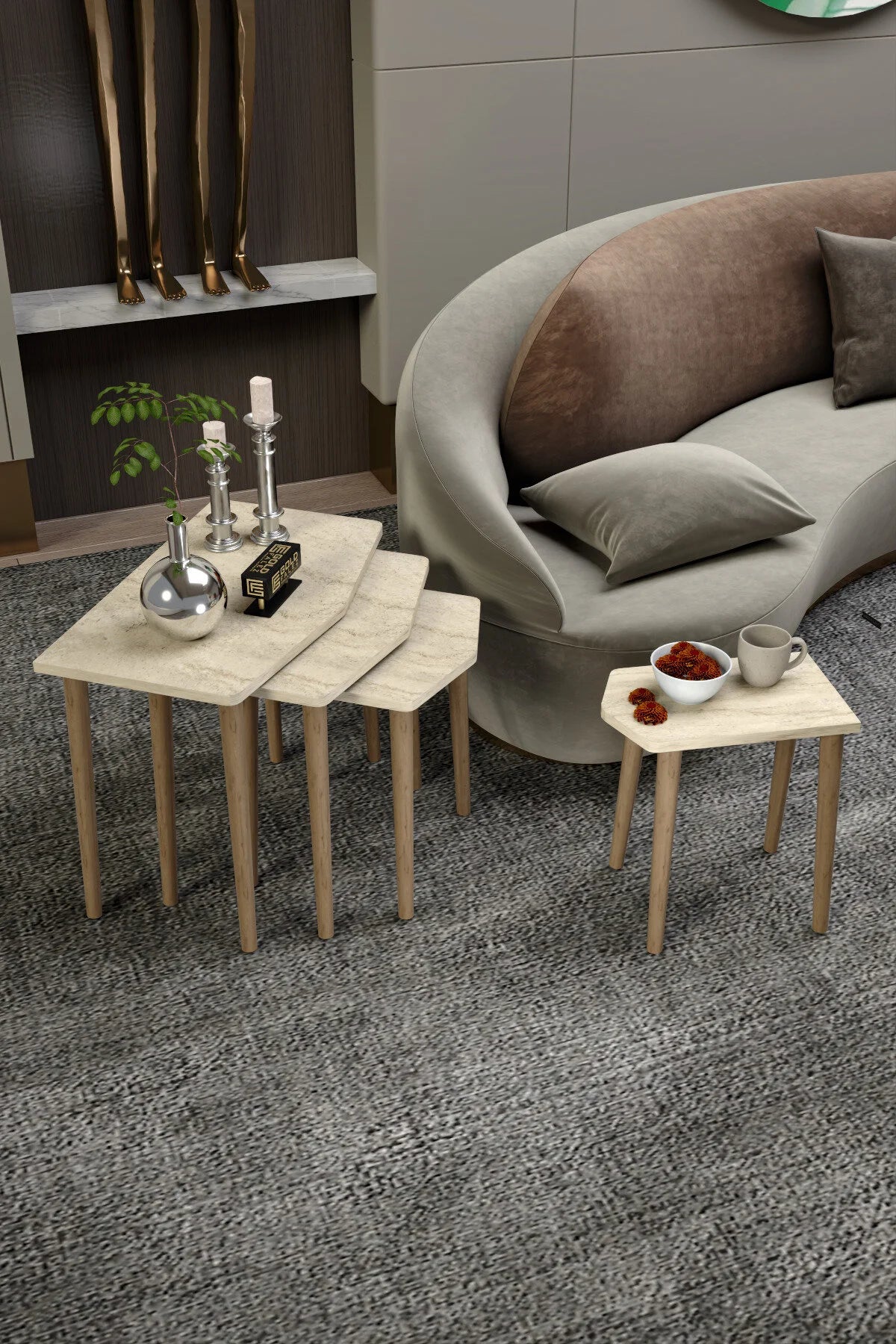 Маса Elya Nesting Сива от 4 части – görsel 3