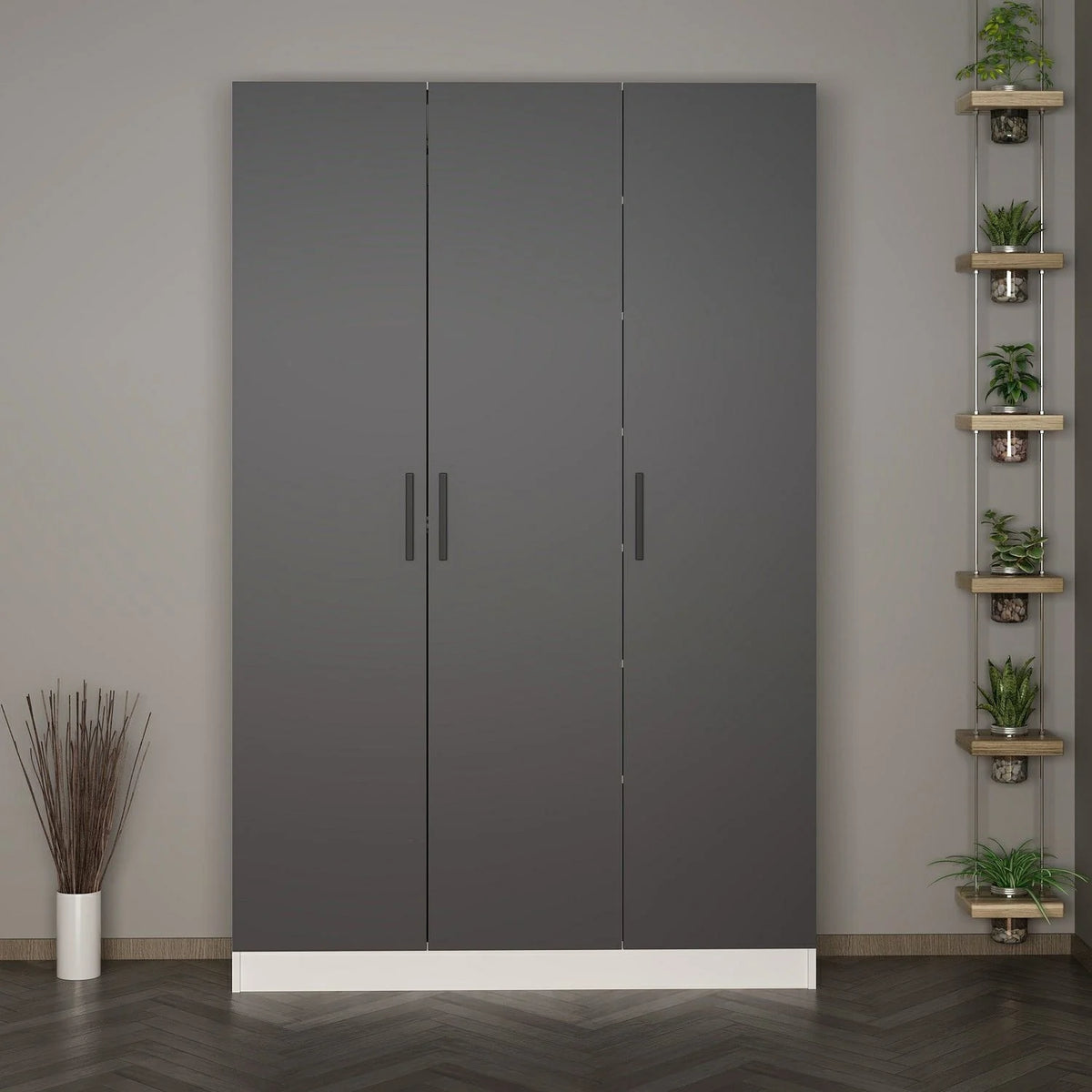 Kale 210 Cm 1D рафт за портманта с 3 врати бял антрацит – изображение 2