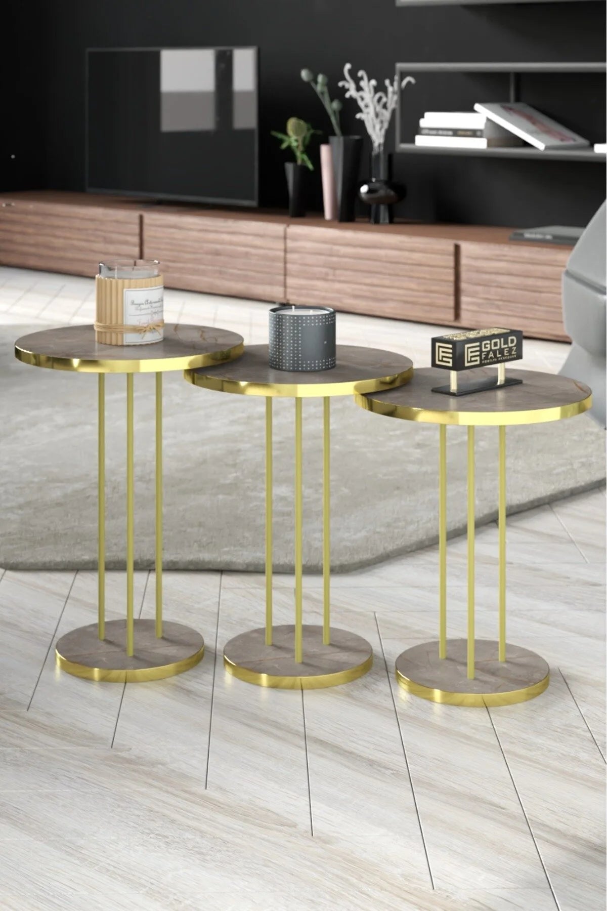 Комплект масички Gold Terra Бор-Кафяв 3 части – изображение 2