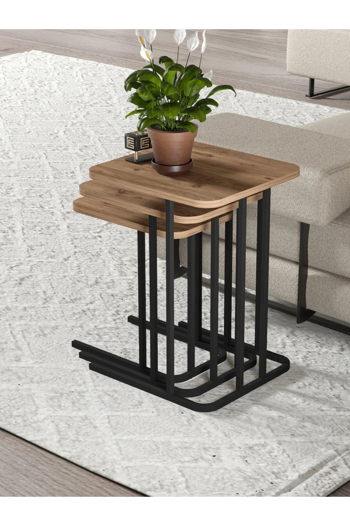 Маса за кафе Zino Nesting Кафява 3 бр – görsel 4