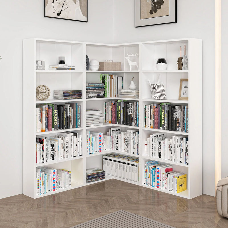 Adel Corner Bookcase Set 4 White