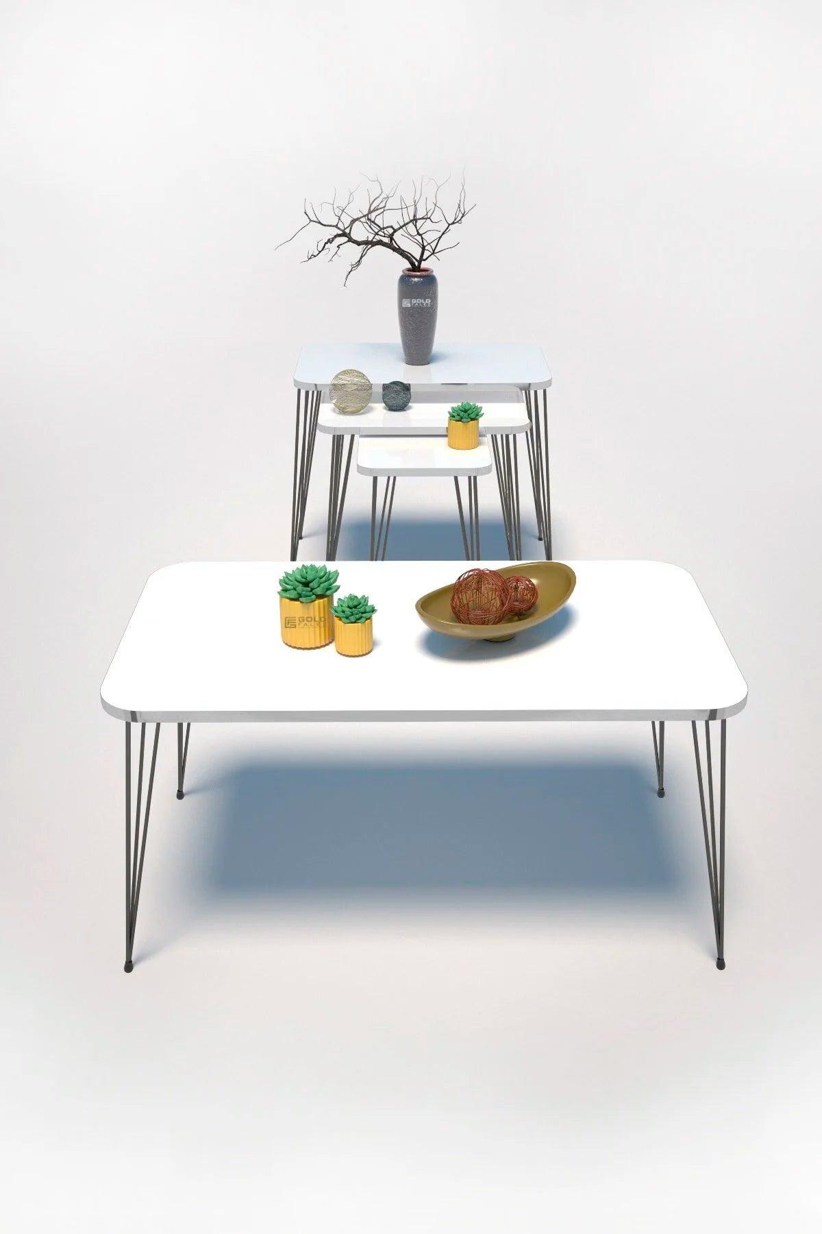 Маса за кафе от 4 части, черна, бяла – изображение 6