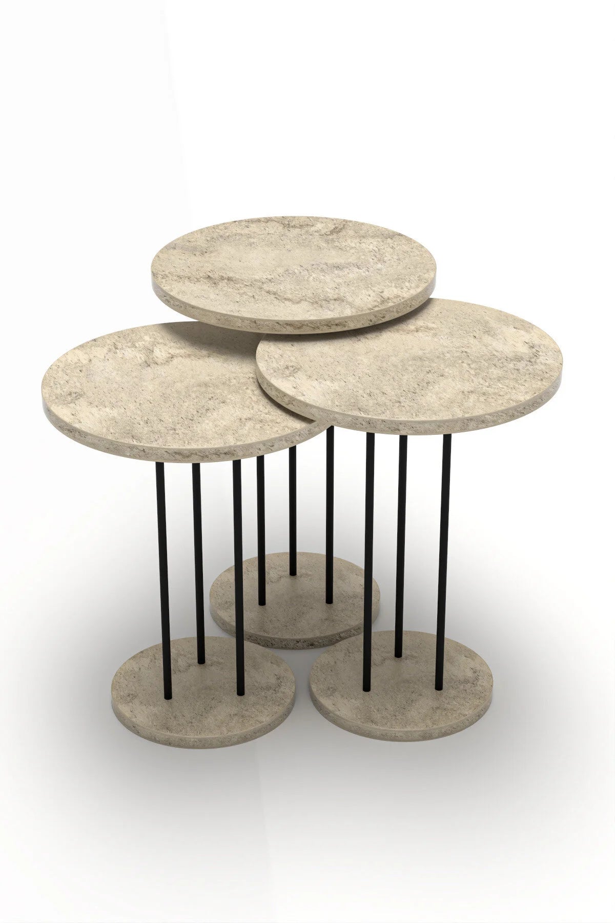 Маса за кафе Terra Nesting Travertine Beige Комплект от 3 бр – görsel 4