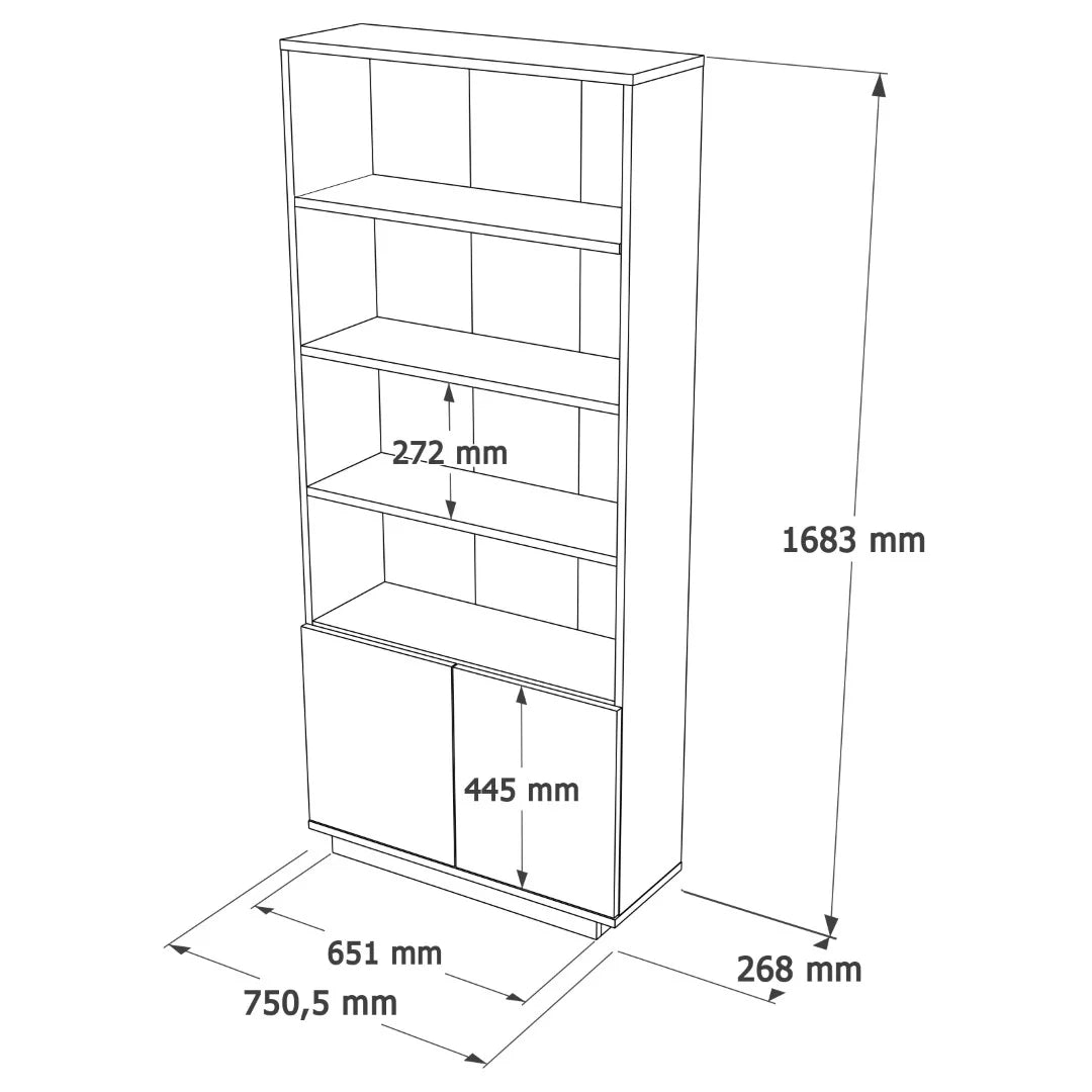 Рафт за книги Future с 2 врати и рафтове 168cm Pine-White – görsel 6