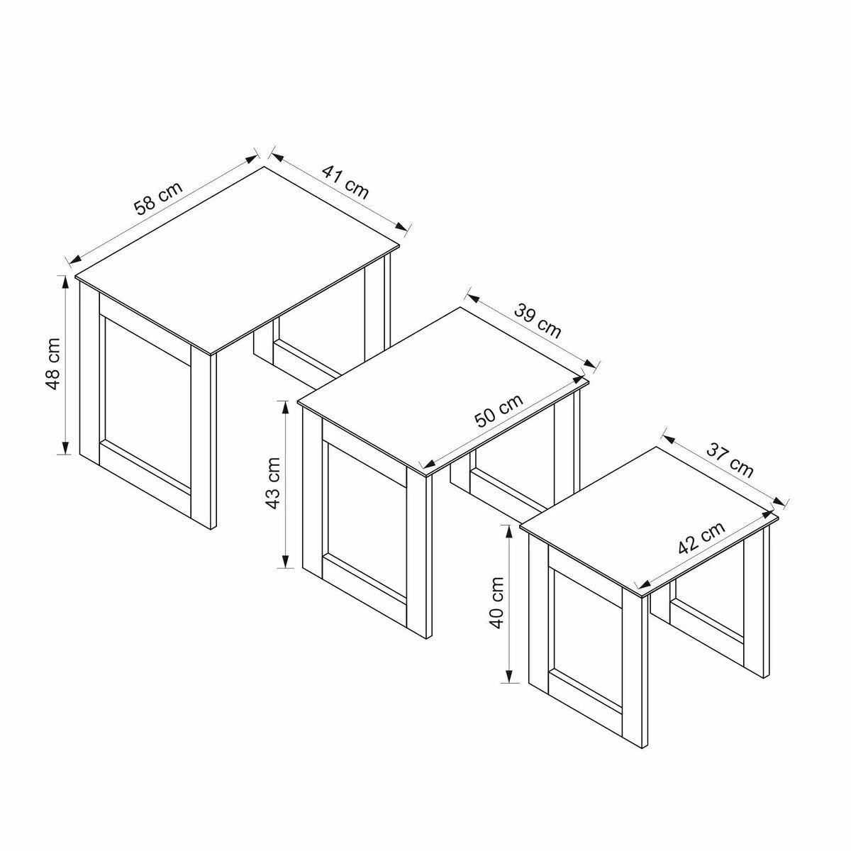 Маса за кафе Marlo Nesting 3бр. - Лунен камък - Дълбока кошница – изображение 8