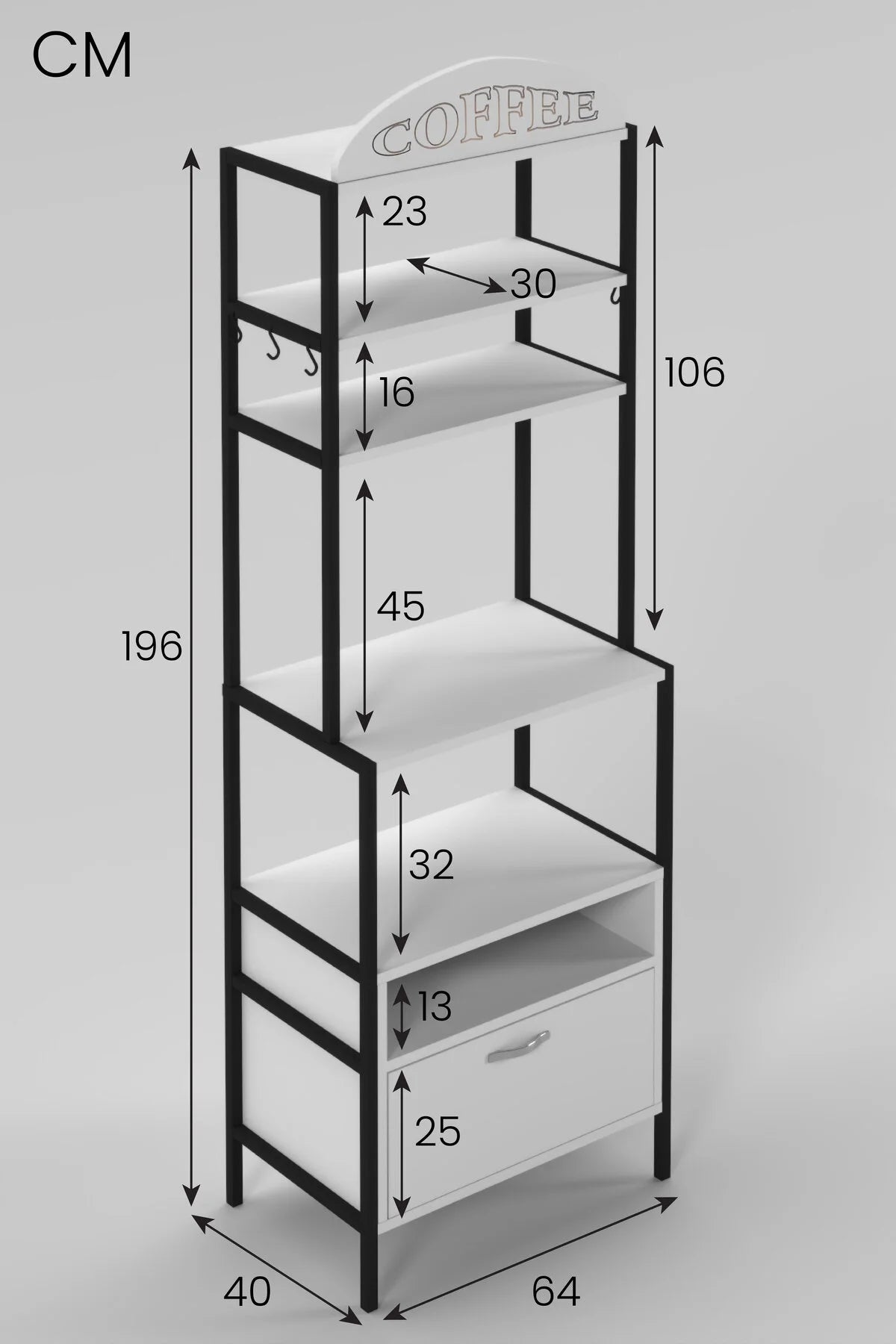 Метален Кафе Ъгъл Бял 196 cm – изображение 4