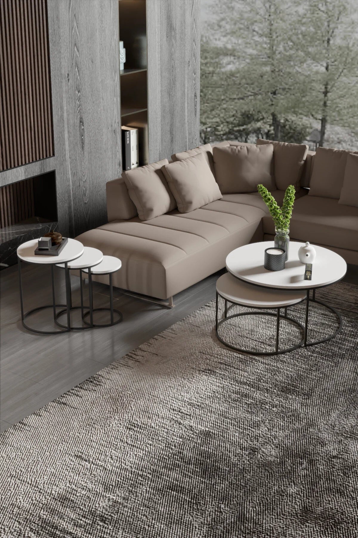 C Nesting Center Комплект маси за кафе Бяла 5 части – изображение 3