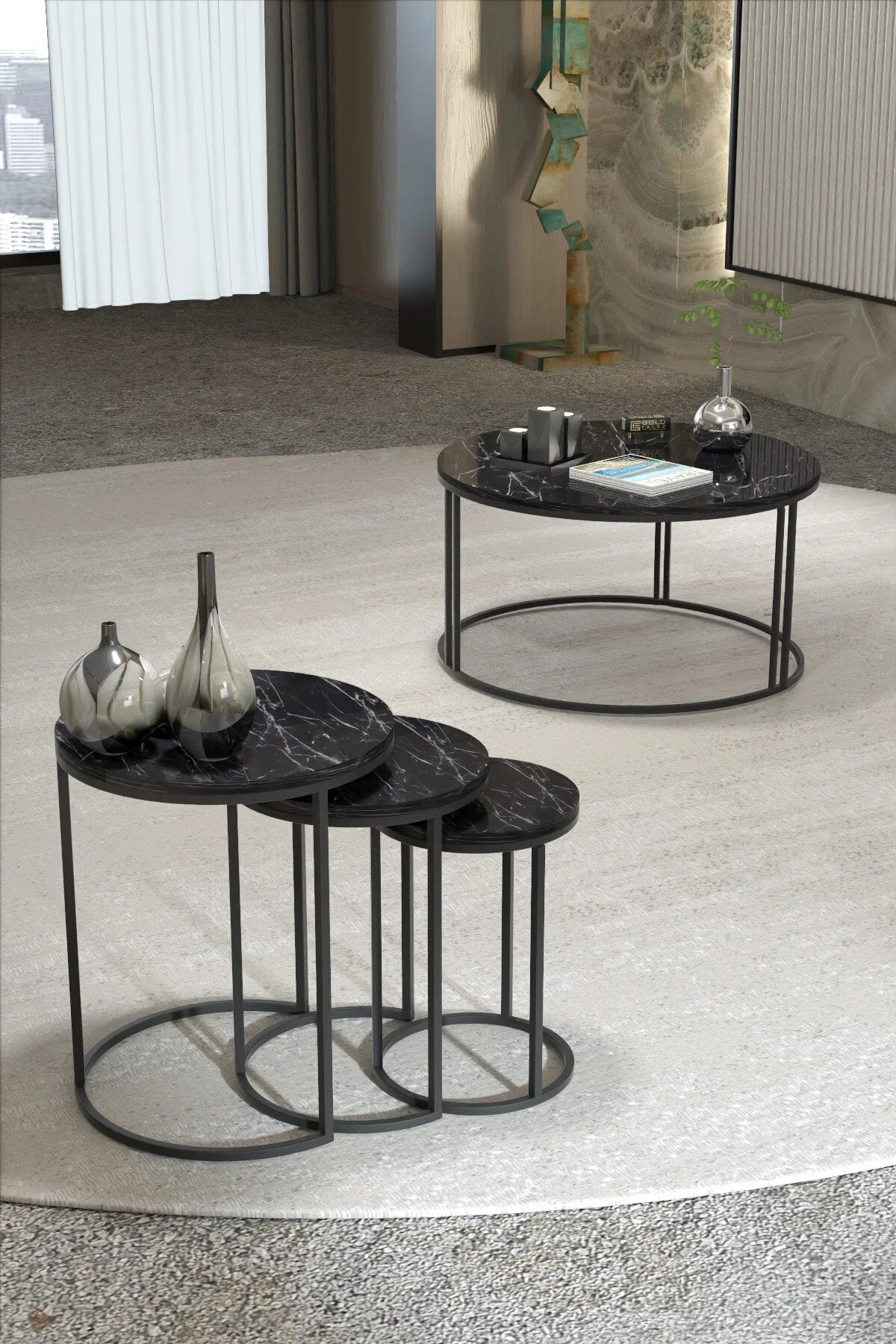 C Nesting Холна маса Bendir Black 4 части – görsel 2