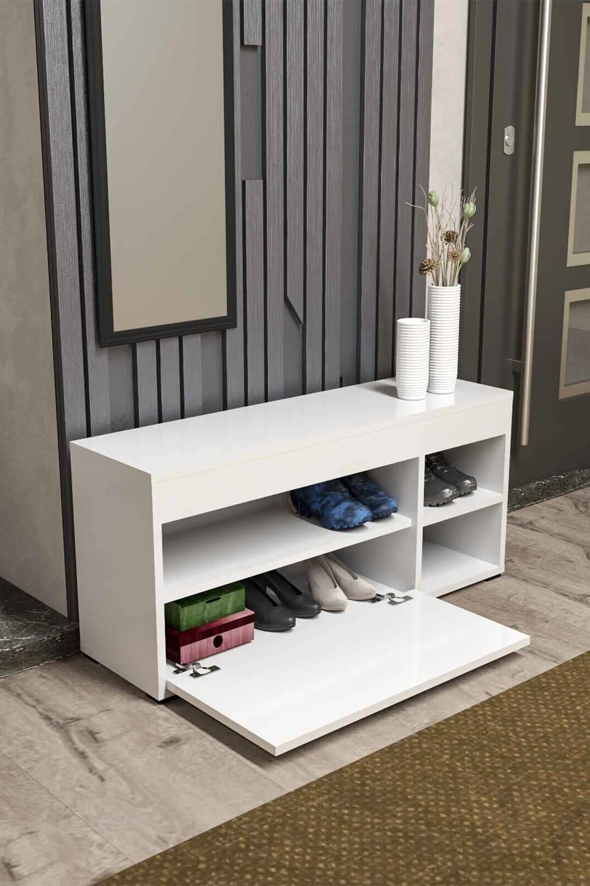Шкаф за обувки бял 90 cm – изображение 3